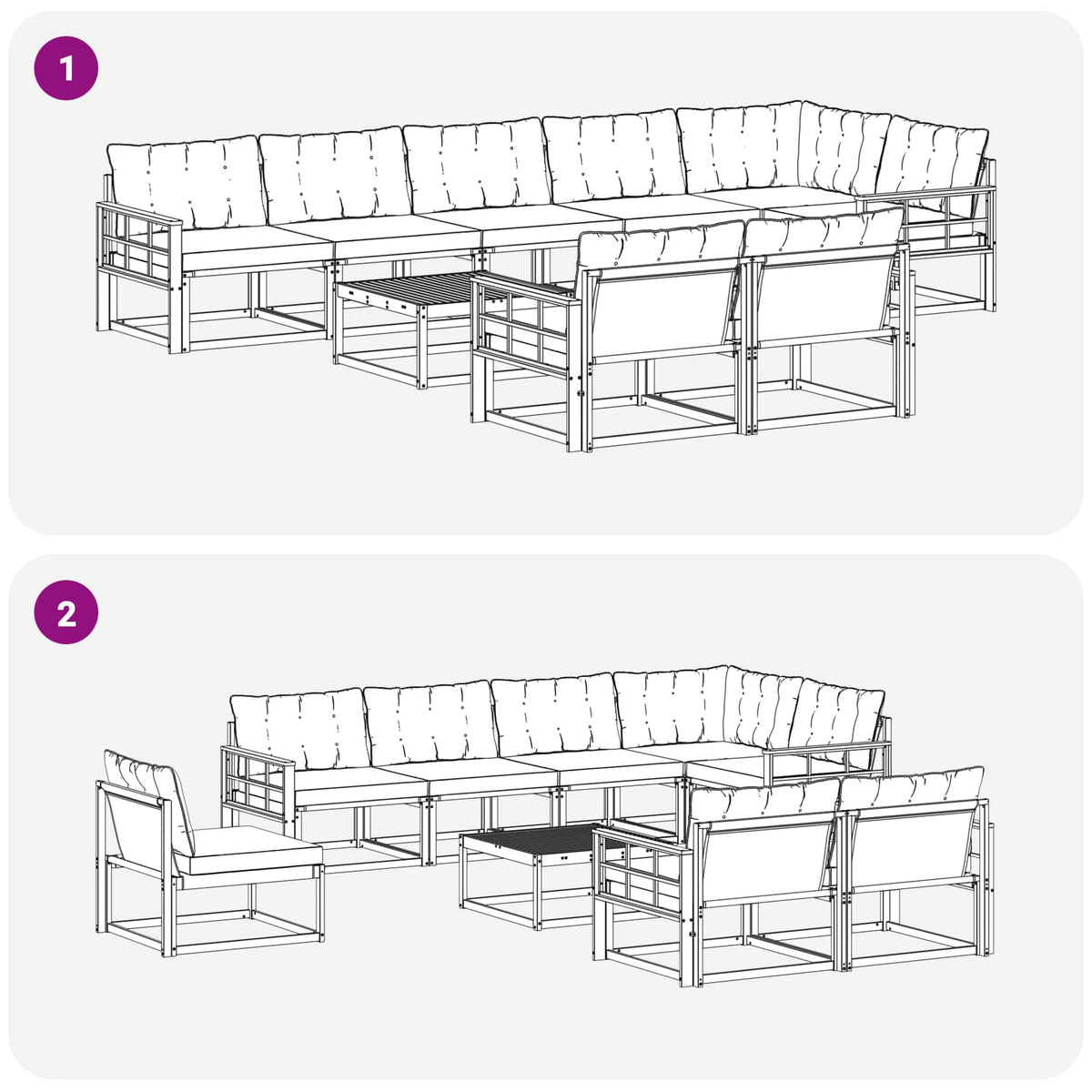 Outdoor-Sofagarnitur 9 stk. Weiß und Creme