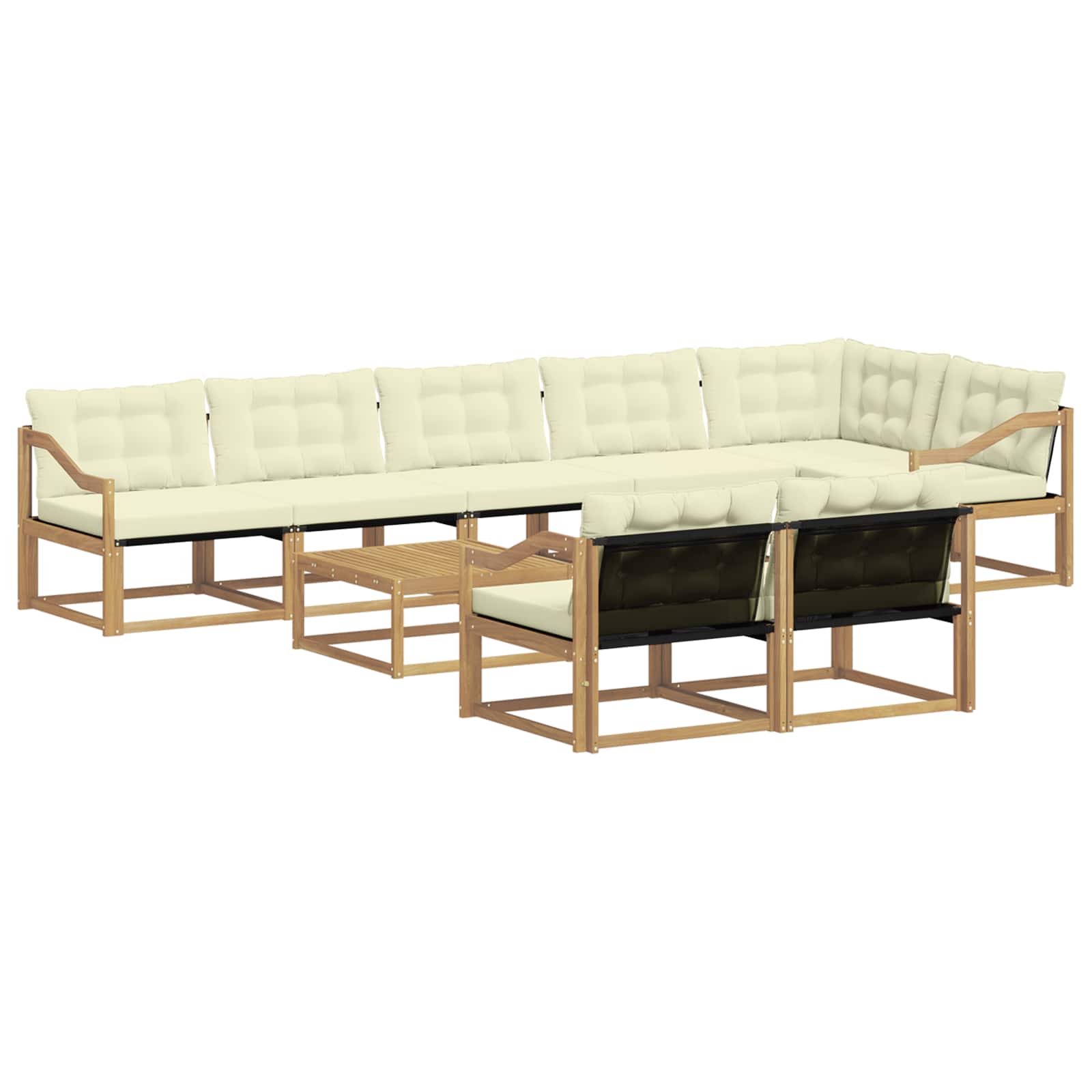 Outdoor-Sofagarnitur 9 pcs Weiß und Creme 79 x 79 x 37 cm