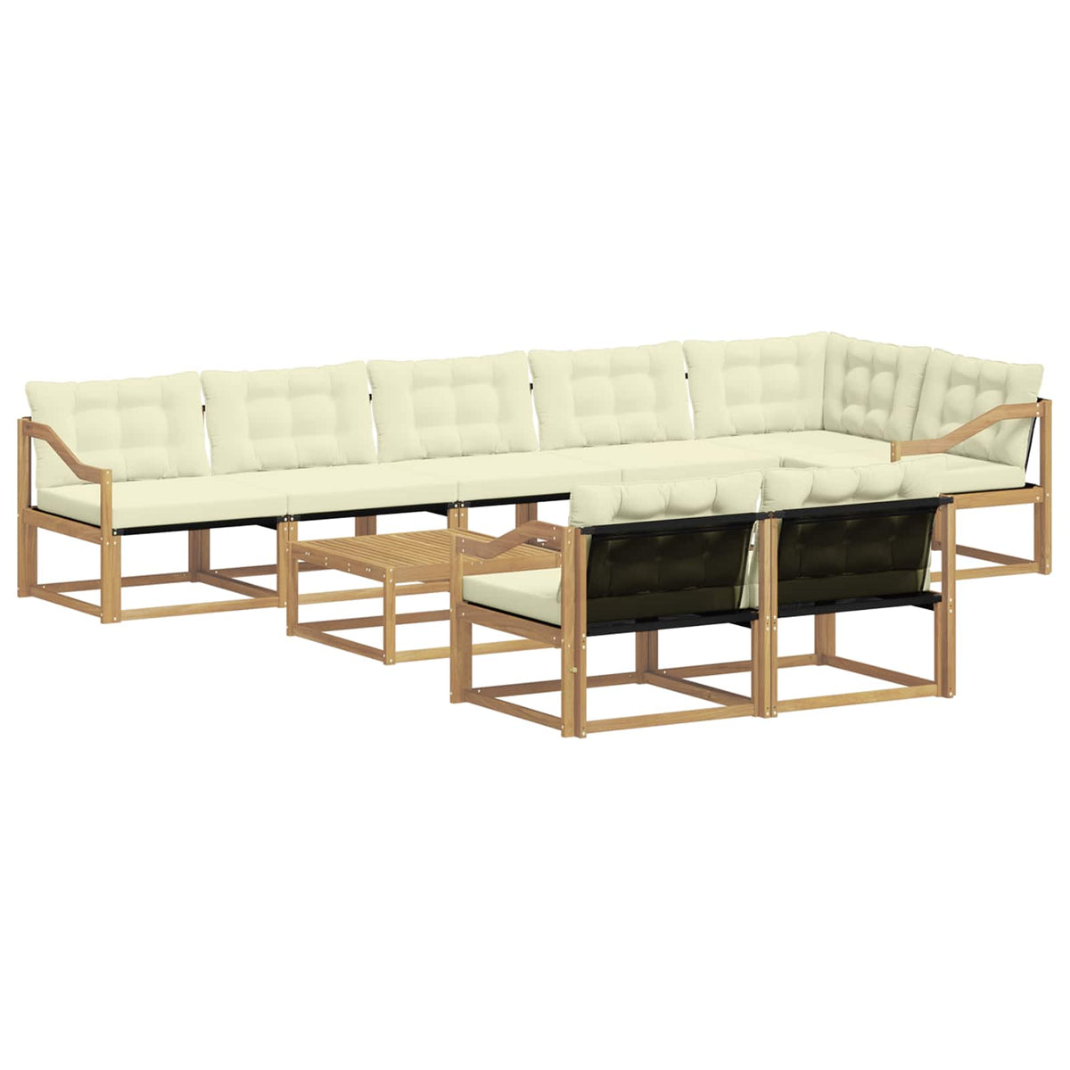 Outdoor-Sofagarnitur 9 stk. Weiß und Creme