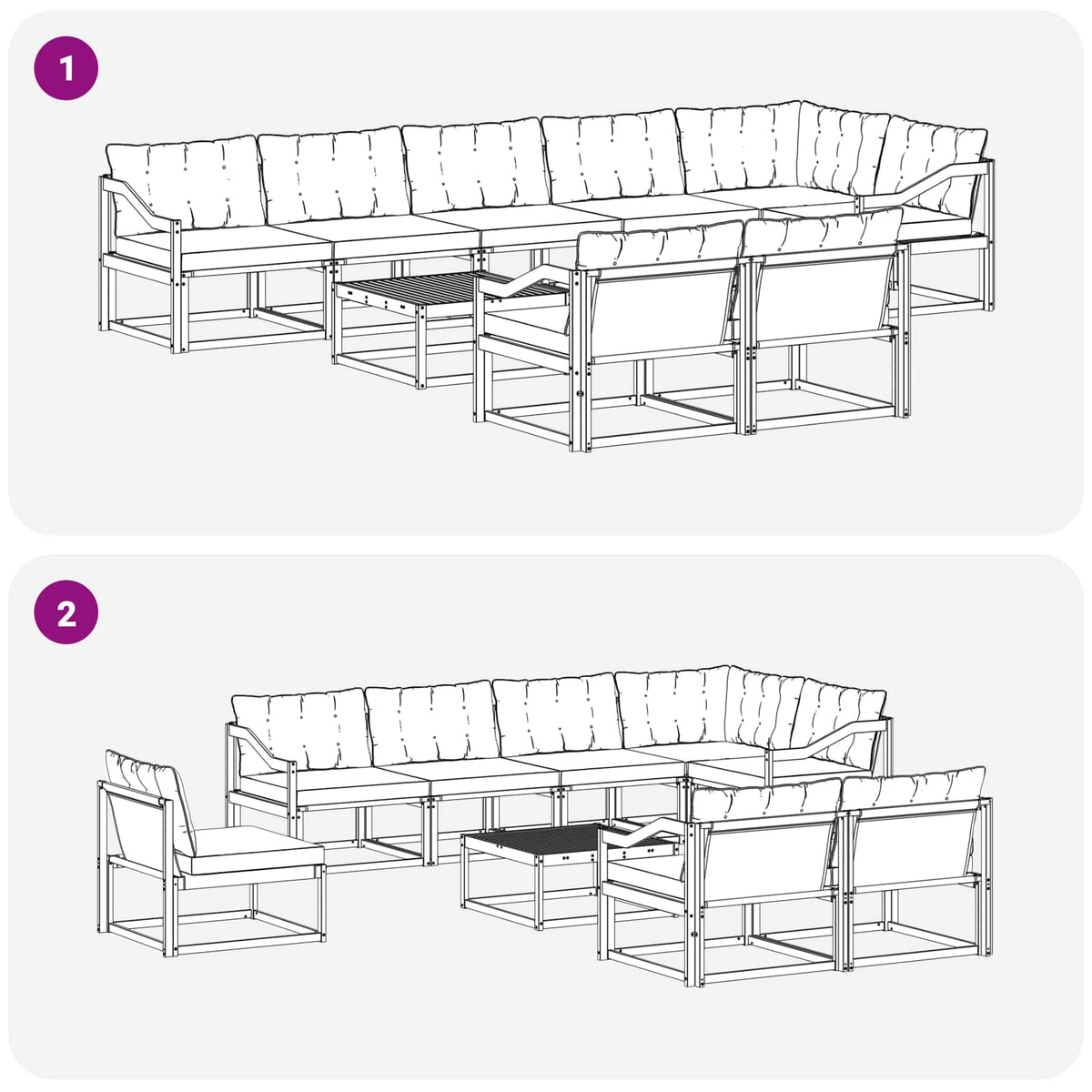 Outdoor-Sofagarnitur 9 stk. Weiß und Creme