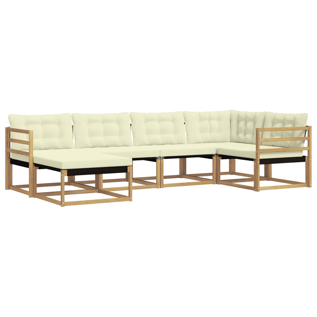 Outdoor-Sofagarnitur 6 stk. Weiß und Creme Massivholz Akazie
