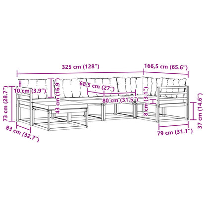 Outdoor-Sofagarnitur 6 stk. Weiß und Creme Massivholz Akazie