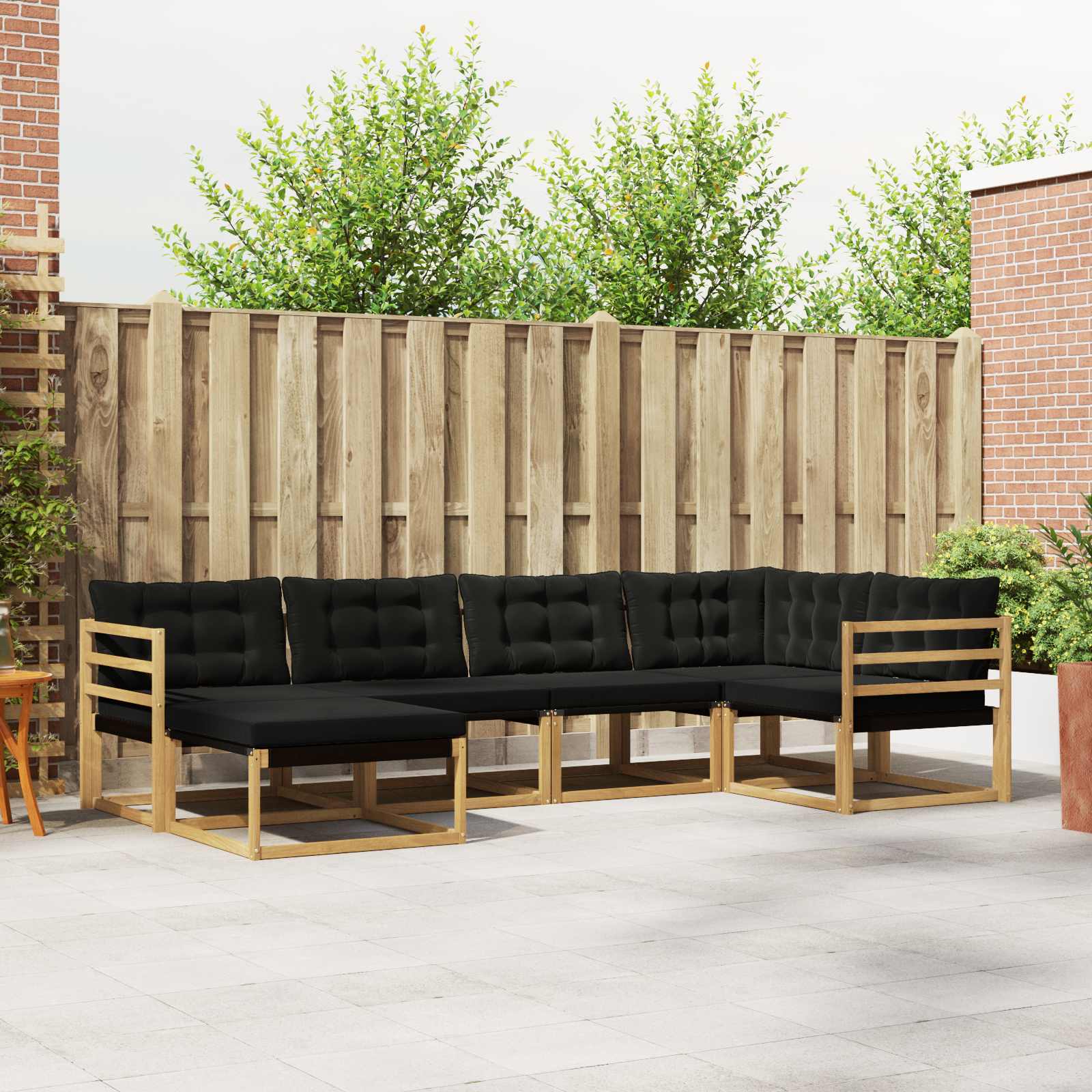 Outdoor-Sofagarnitur mit Kissen 6 pcs Weiß und Schwarz
