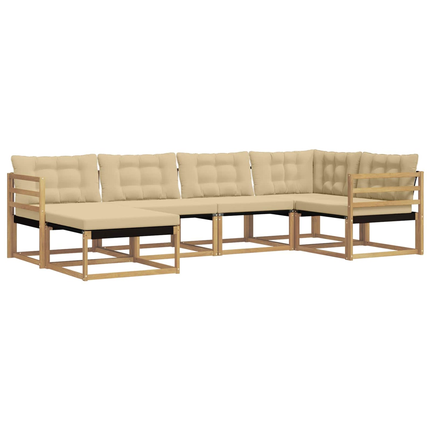 Outdoor-Sofagarnitur mit Kissen 6 pcs Weiß und Beige