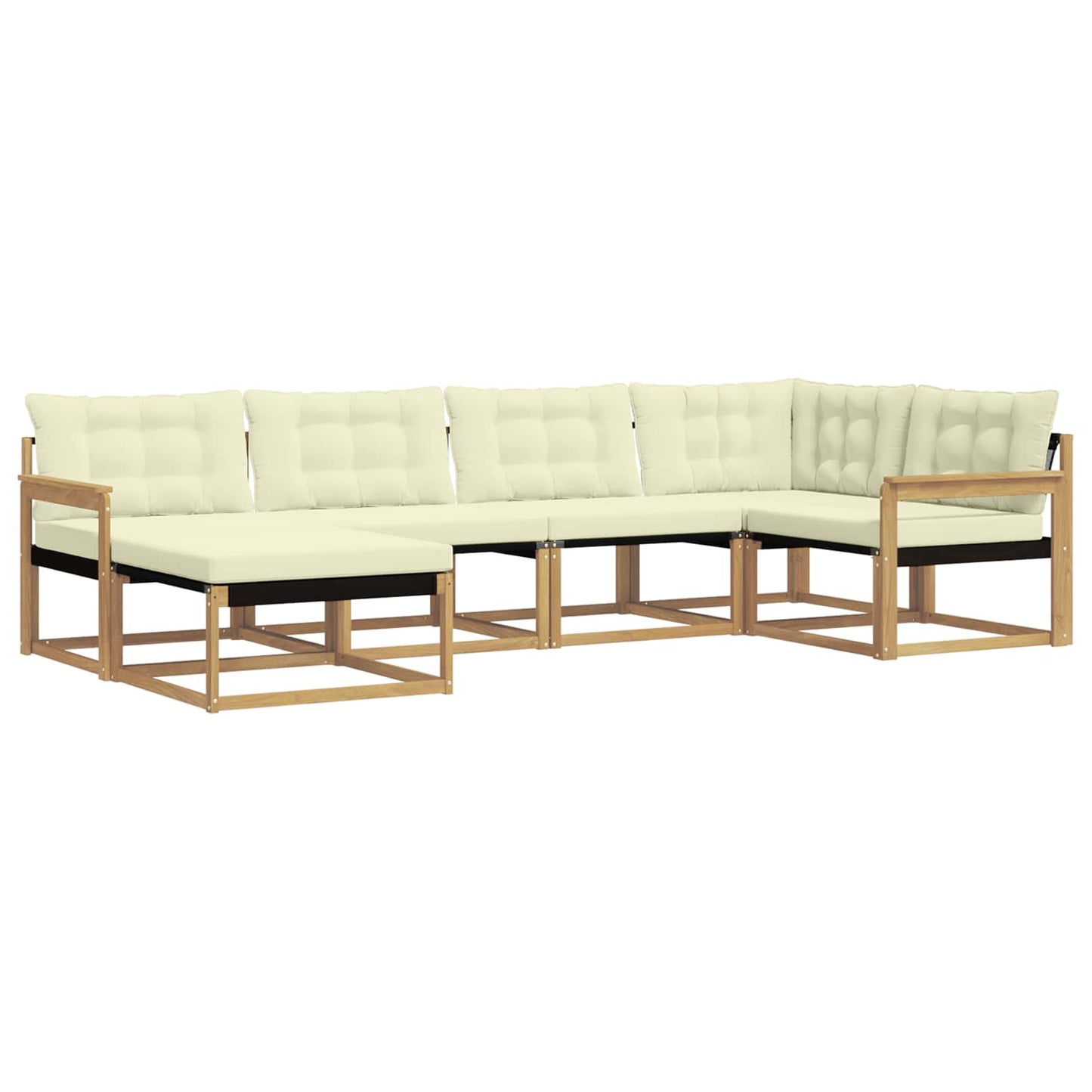 Outdoor-Sofagarnitur mit Kissen 6 pcs Weiß und Creme