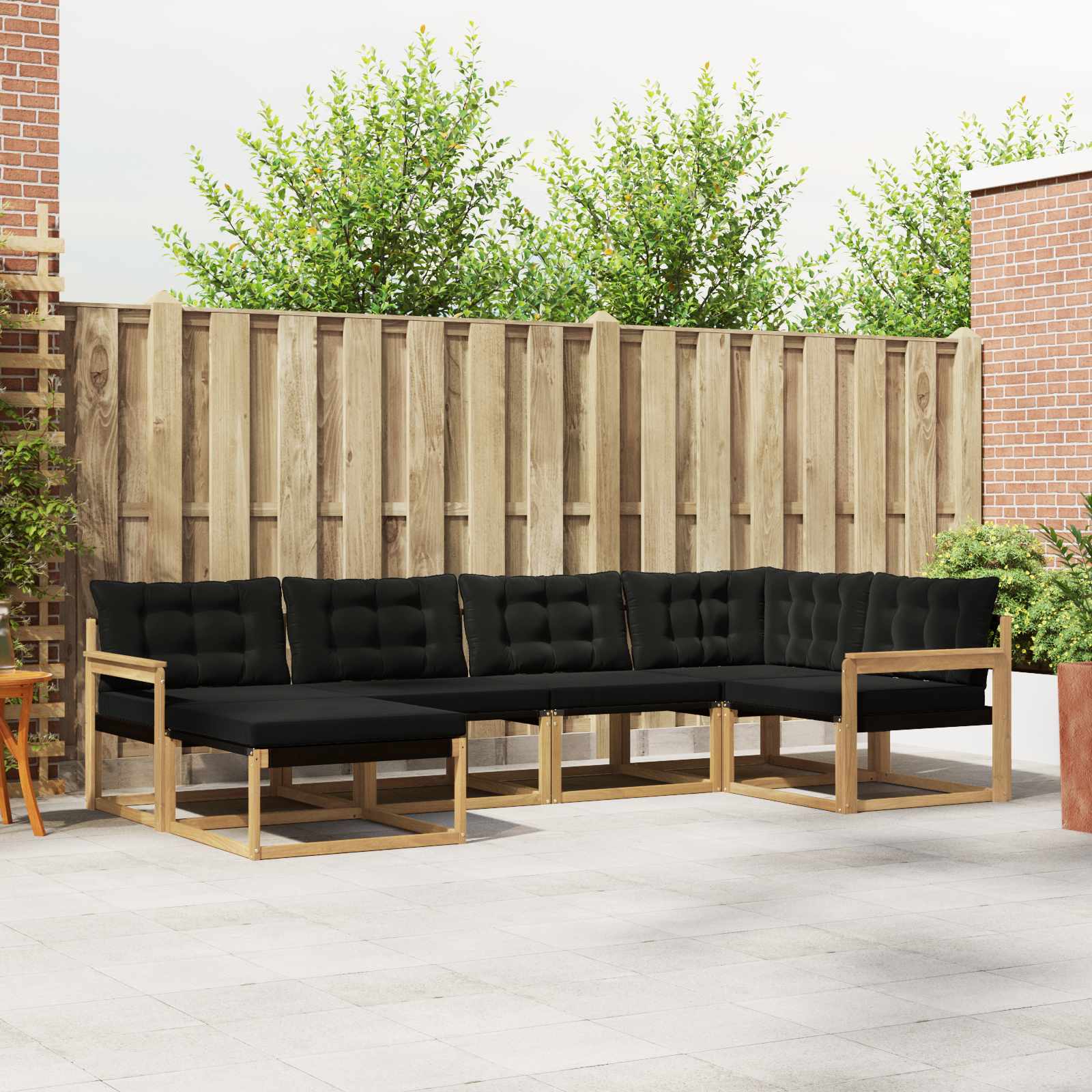 Outdoor-Sofagarnitur mit Kissen 6 pcs Weiß und Schwarz