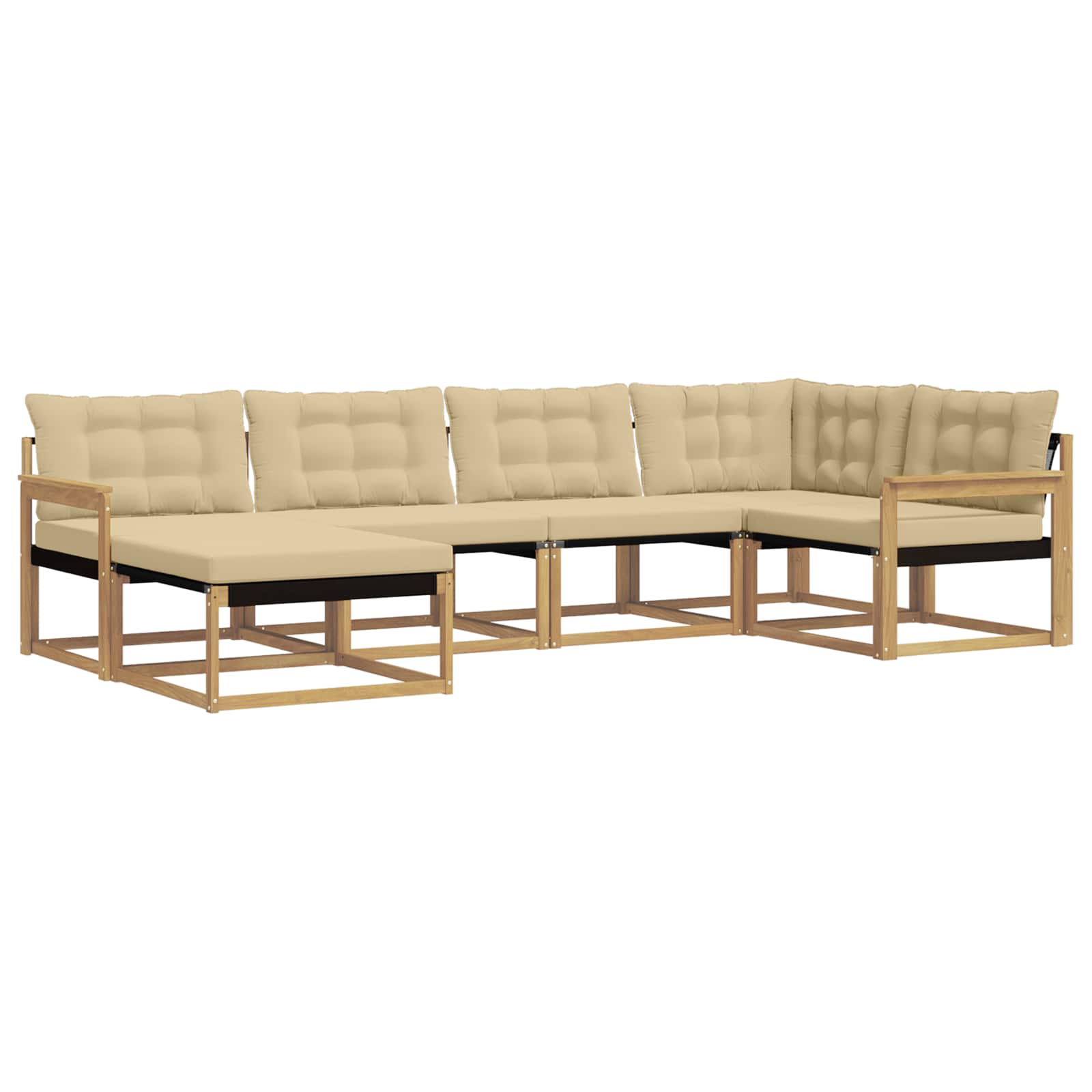 Outdoor-Sofagarnitur mit Kissen 6 pcs Weiß und Beige