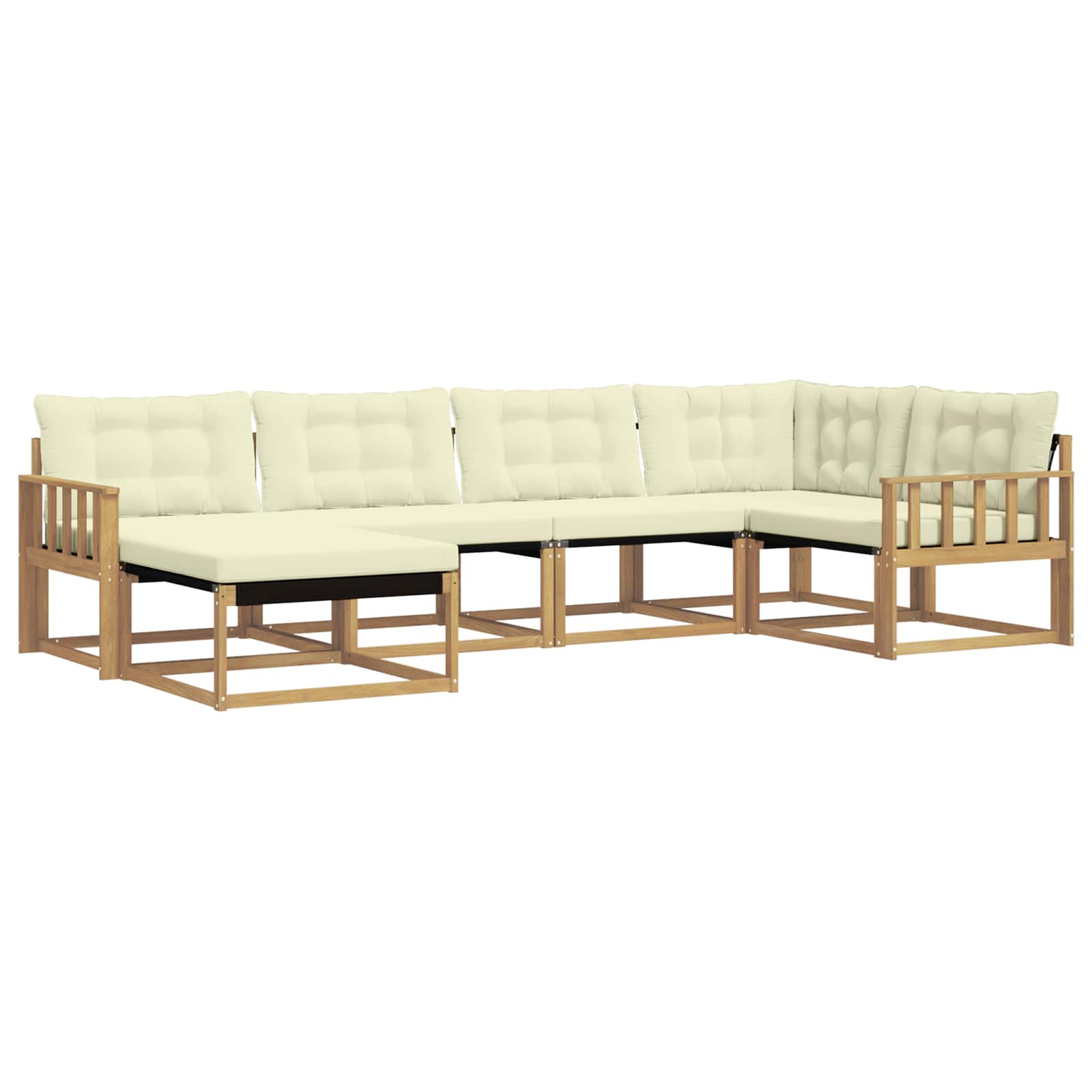 Outdoor-Sofagarnitur mit Kissen 6 pcs Weiß und Creme