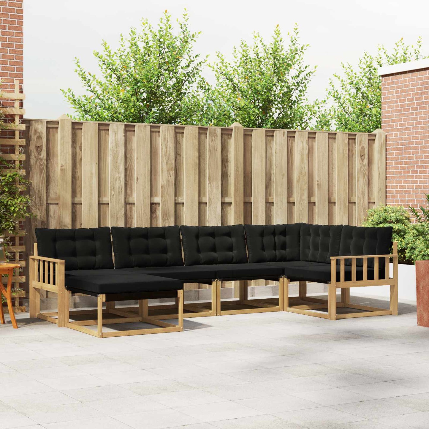 Outdoor-Sofagarnitur mit Kissen 6 pcs Weiß und Schwarz