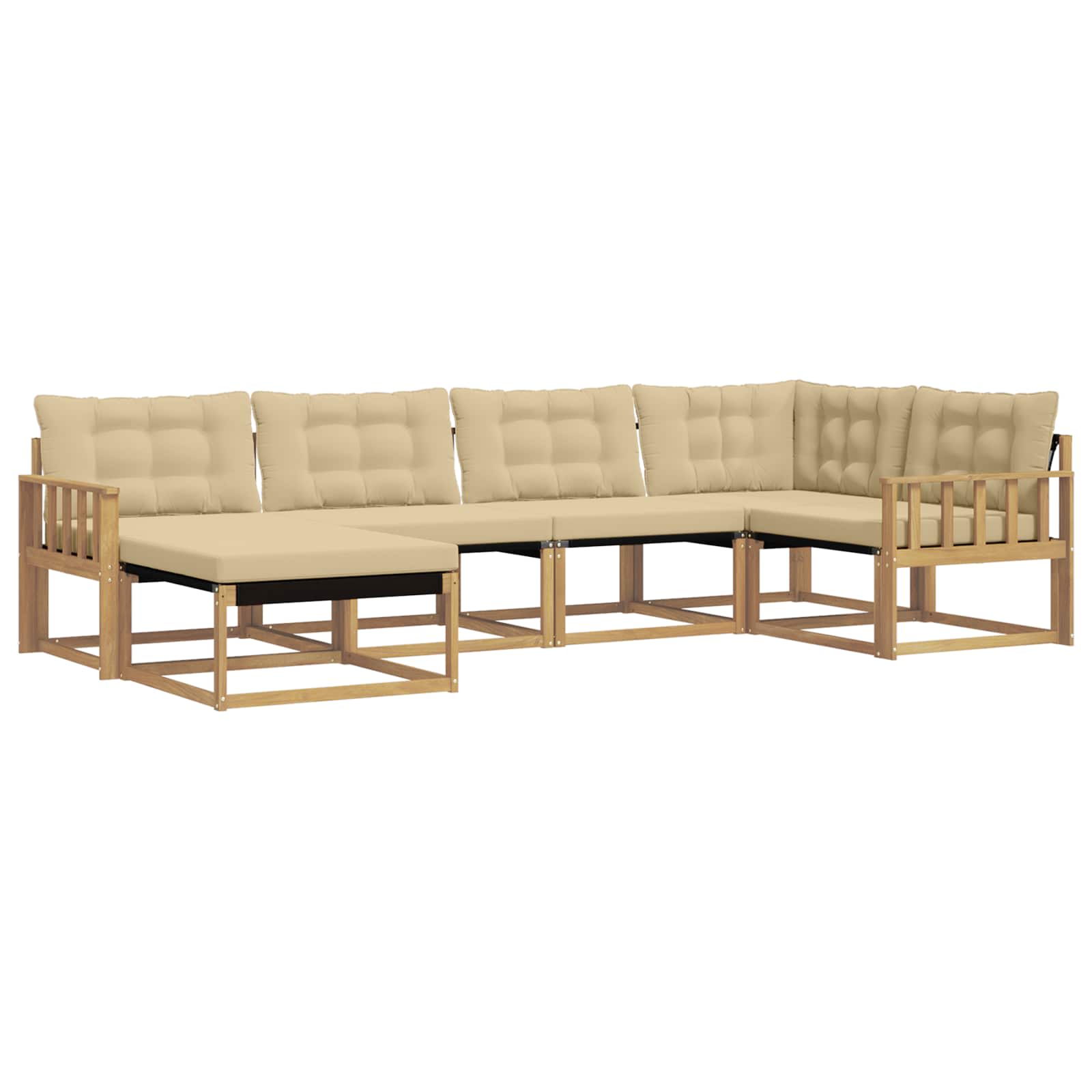 Outdoor-Sofagarnitur mit Kissen 6 pcs Weiß und Beige