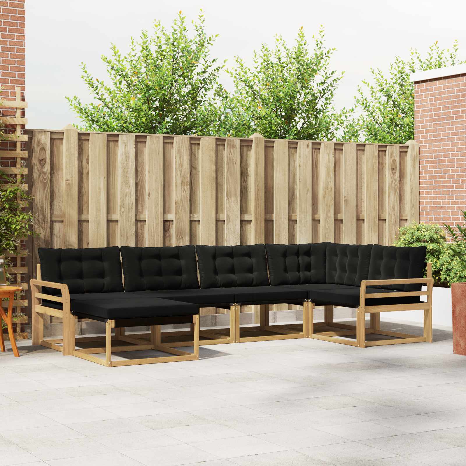 Outdoor-Sofagarnitur mit Kissen 6 pcs Weiß und Schwarz