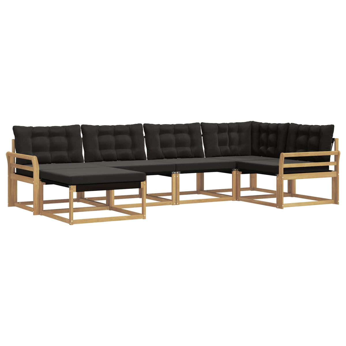 Outdoor-Sofagarnitur 6 stk. Weiß und Schwarz Massivholz Akazie
