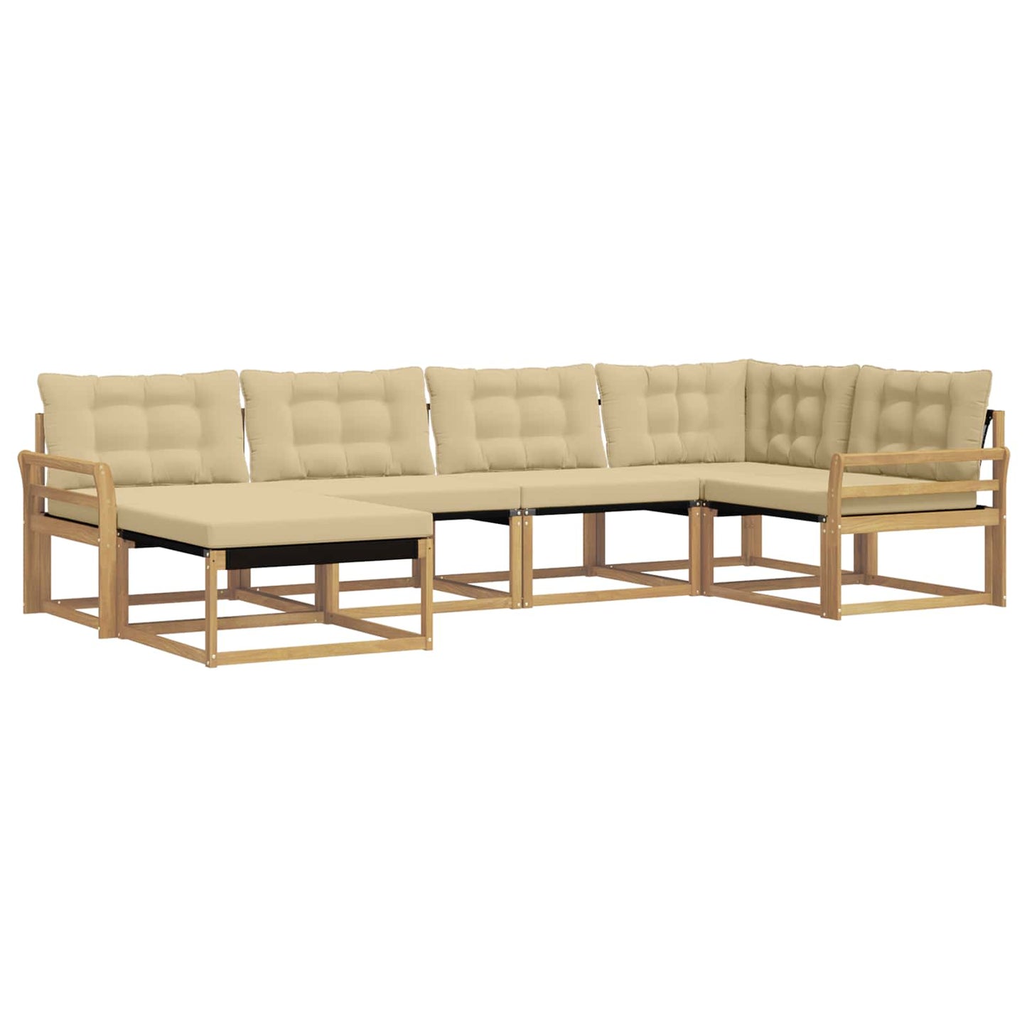 Outdoor-Sofagarnitur mit Kissen 6 pcs Weiß und Beige