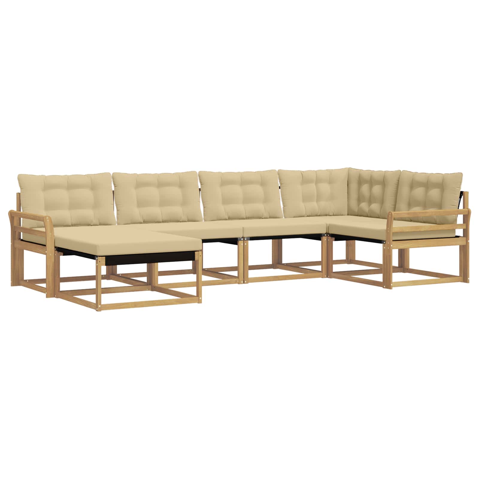 Outdoor-Sofagarnitur mit Kissen 6 pcs Weiß und Beige