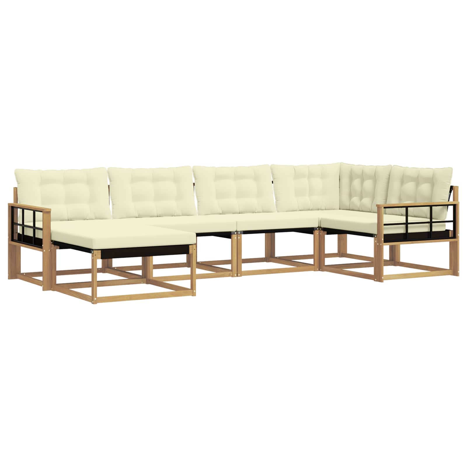 Outdoor-Sofagarnitur mit Kissen 6 pcs Weiß und Creme