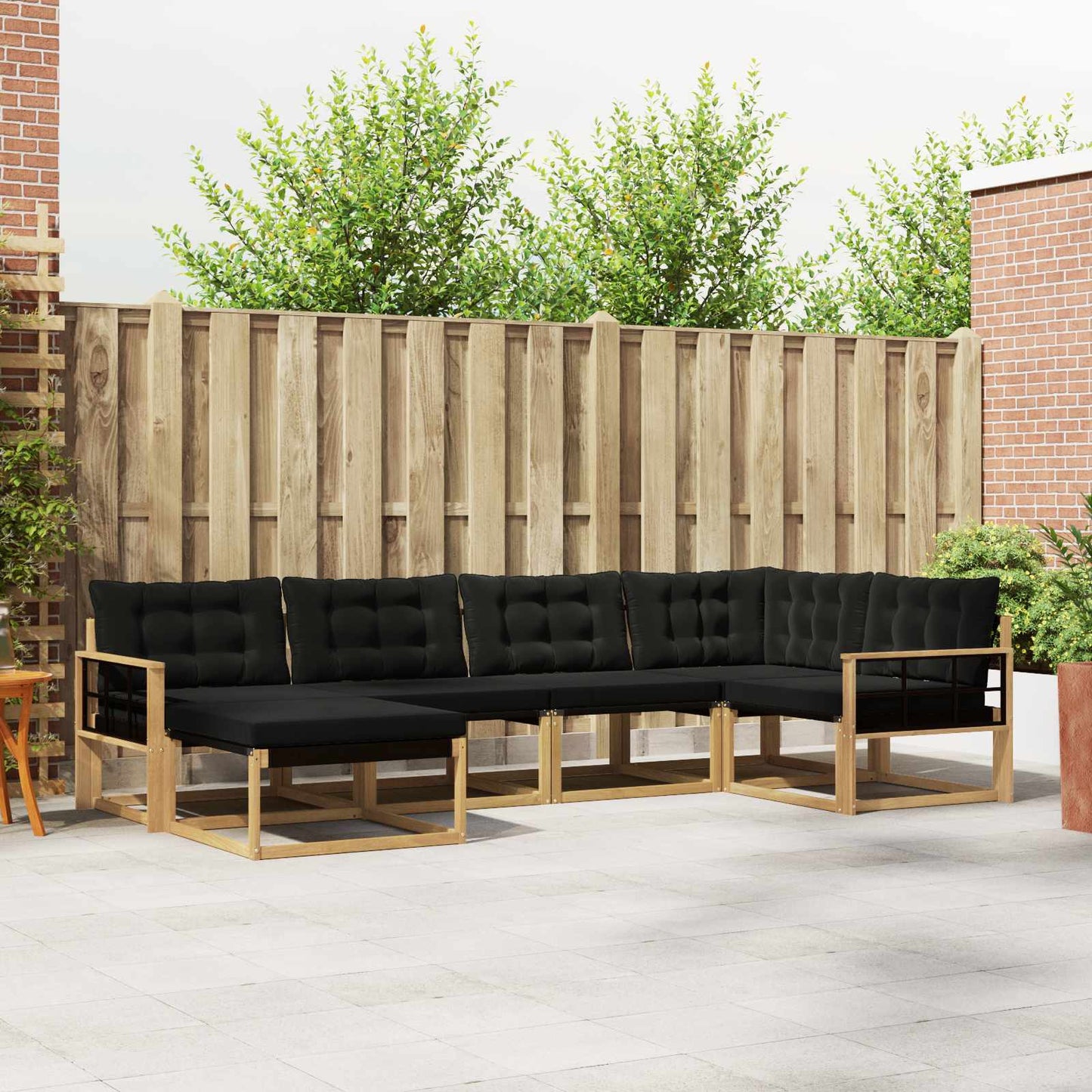 Outdoor-Sofagarnitur mit Kissen 6 pcs Weiß und Schwarz