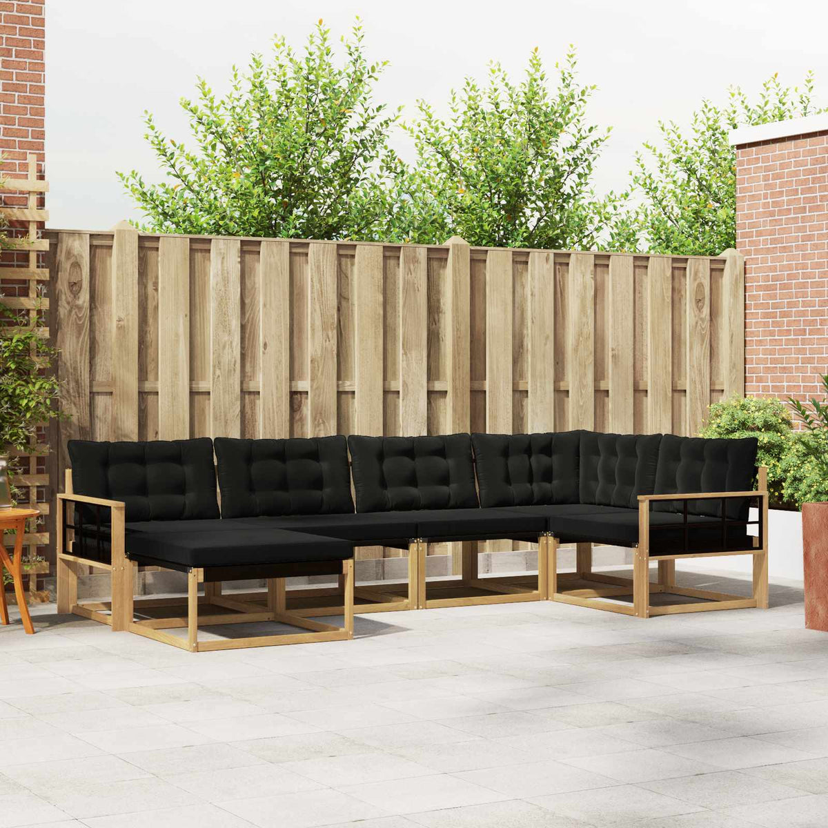 Outdoor-Sofagarnitur 6 stk. Weiß und Schwarz Massivholz Akazie