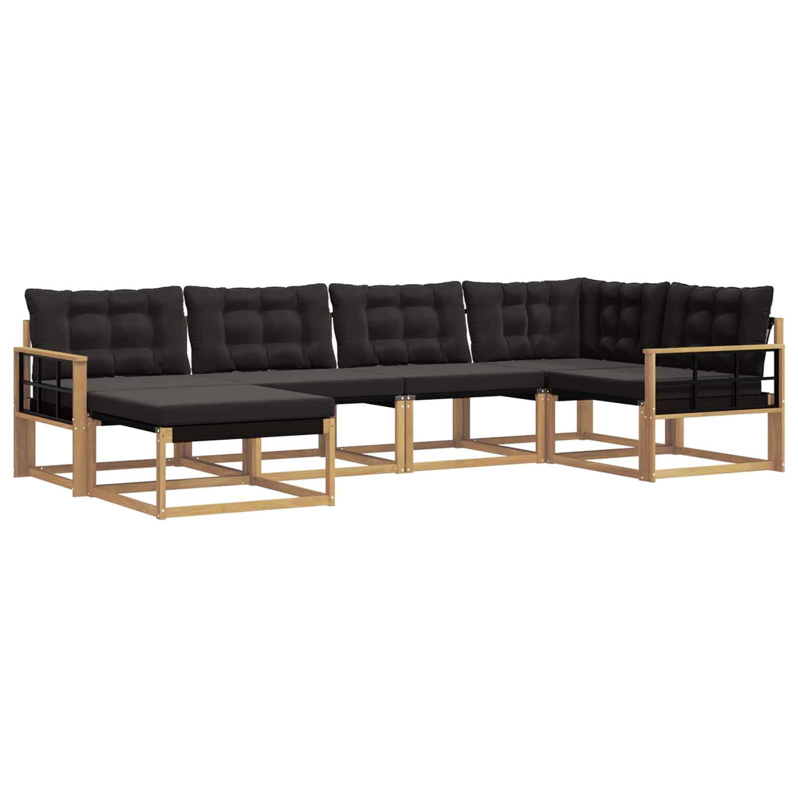 Outdoor-Sofagarnitur mit Kissen 6 pcs Weiß und Schwarz