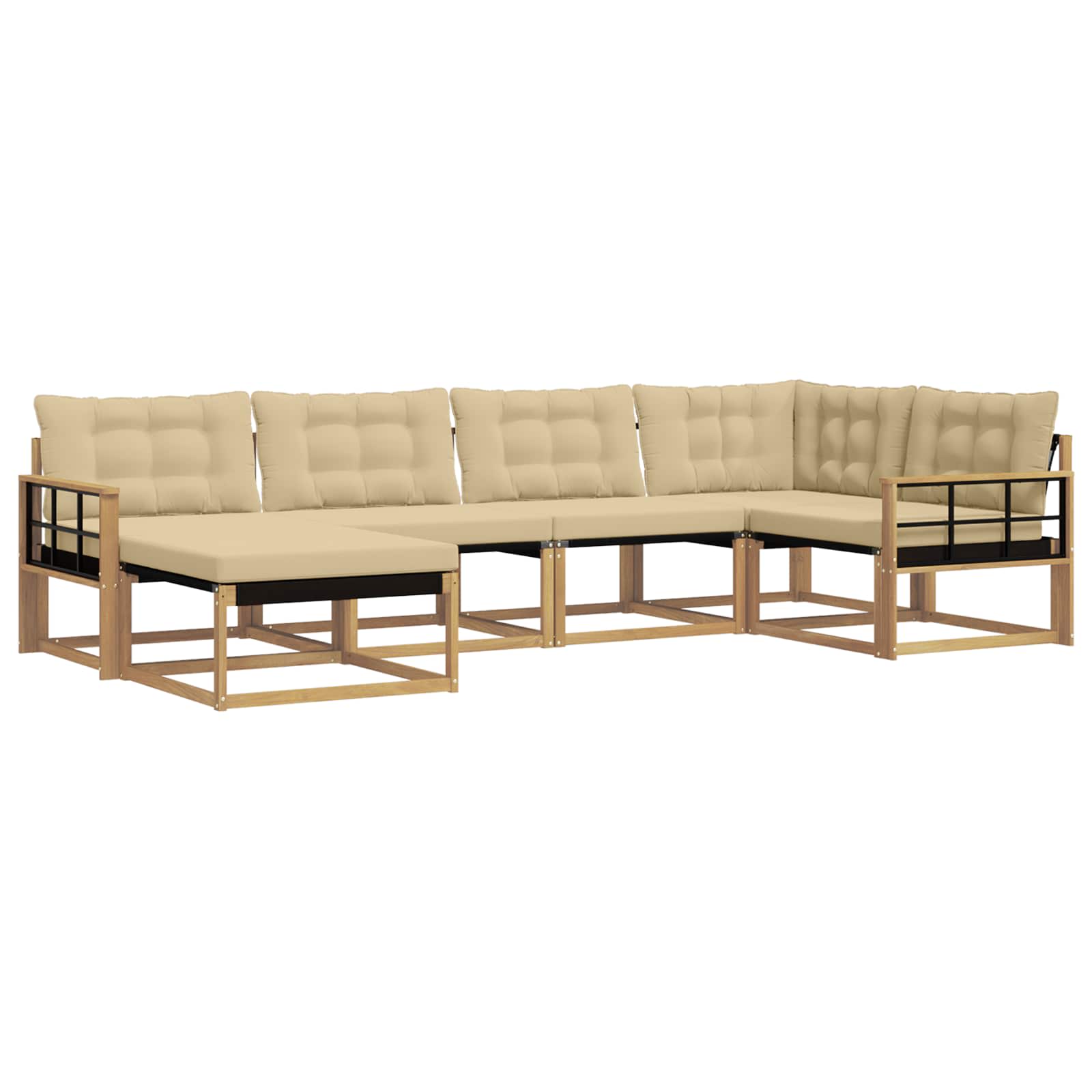 Outdoor-Sofagarnitur mit Kissen 6 pcs Weiß und Beige