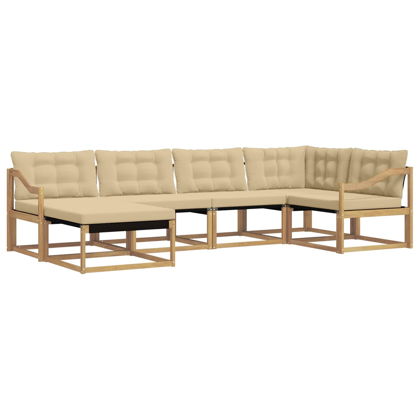 Outdoor-Sofagarnitur mit Kissen 6 pcs Weiß und Beige
