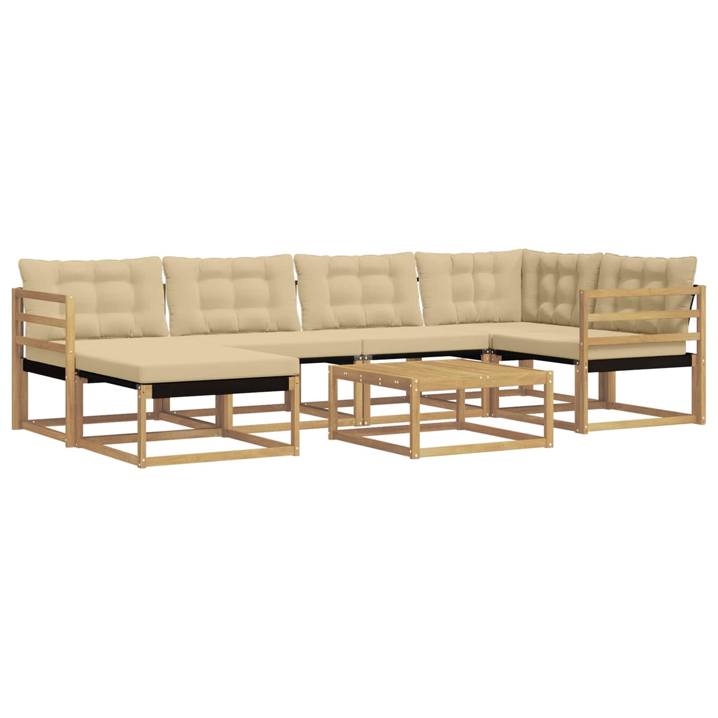 Outdoor-Sofagarnitur 7 pcs Weiß und Beige 79 x 79 x 37 cm