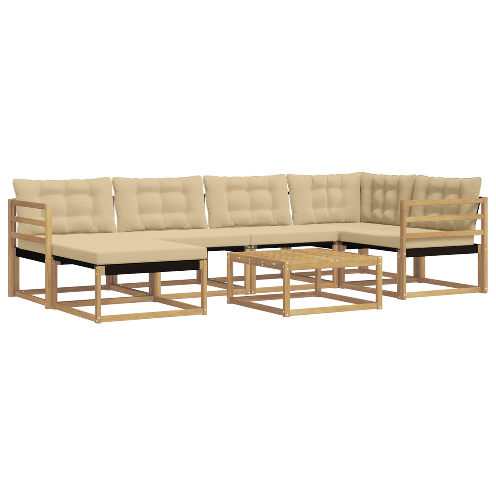 Outdoor-Sofagarnitur 7 pcs Weiß und Beige 79 x 79 x 37 cm