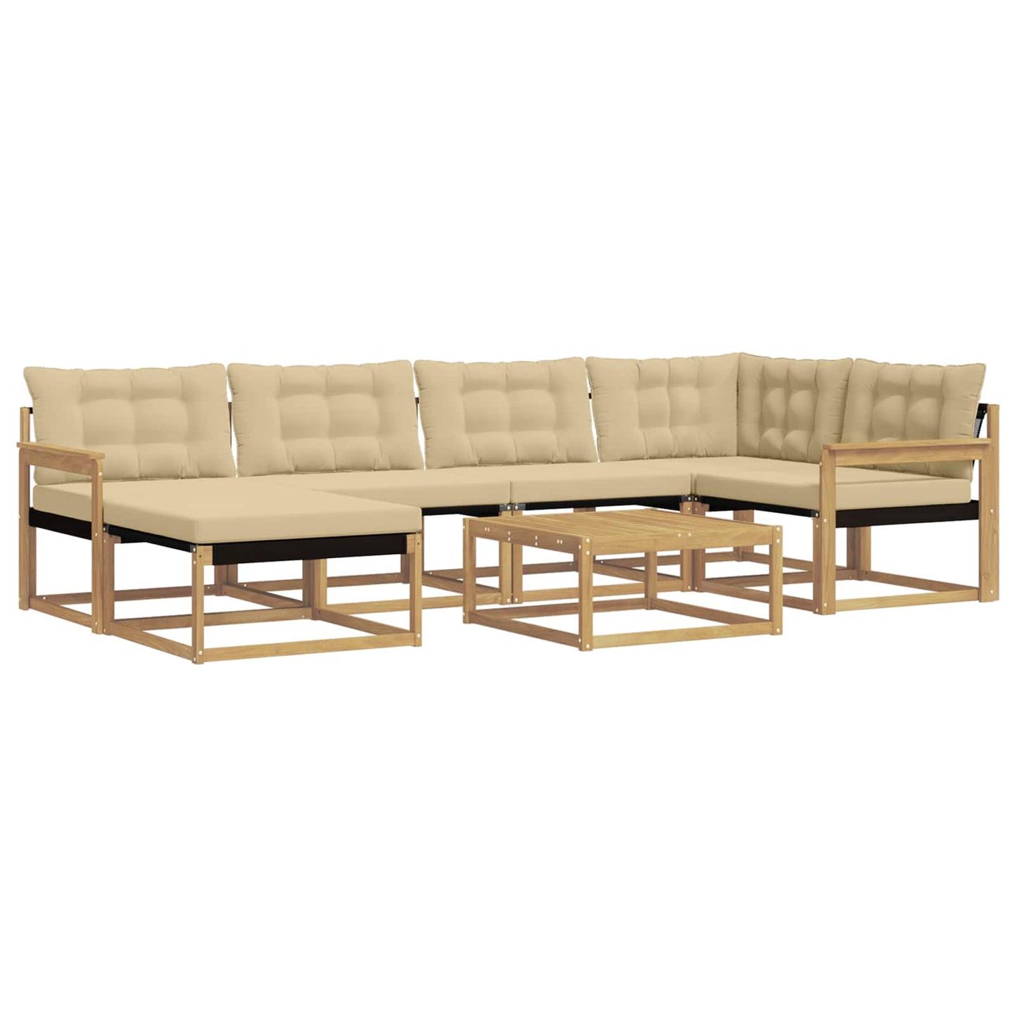 Outdoor-Sofagarnitur 7 pcs Weiß und Beige 79 x 79 x 37 cm