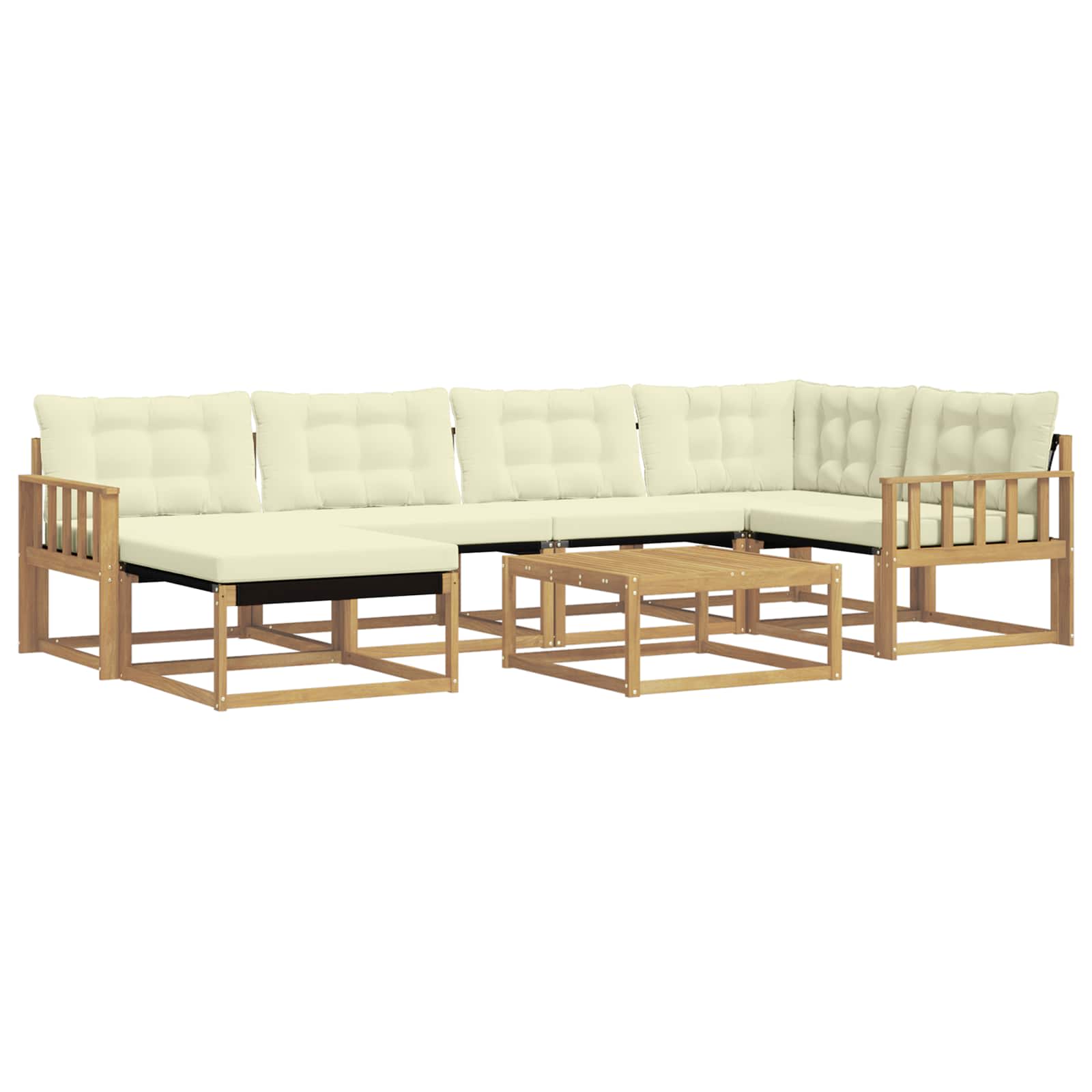 Outdoor-Sofagarnitur 7 pcs Weiß und Creme 79 x 79 x 37 cm