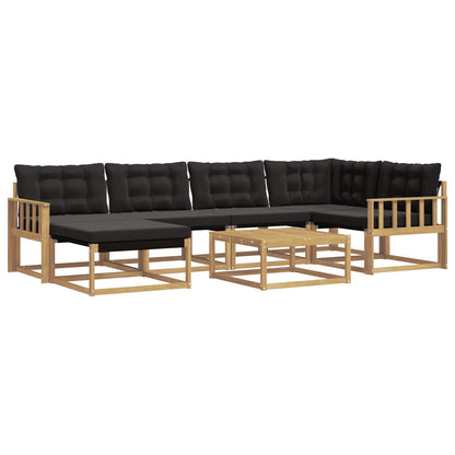 Outdoor-Sofagarnitur 7 stk. Weiß und Schwarz Massivholz Akazie