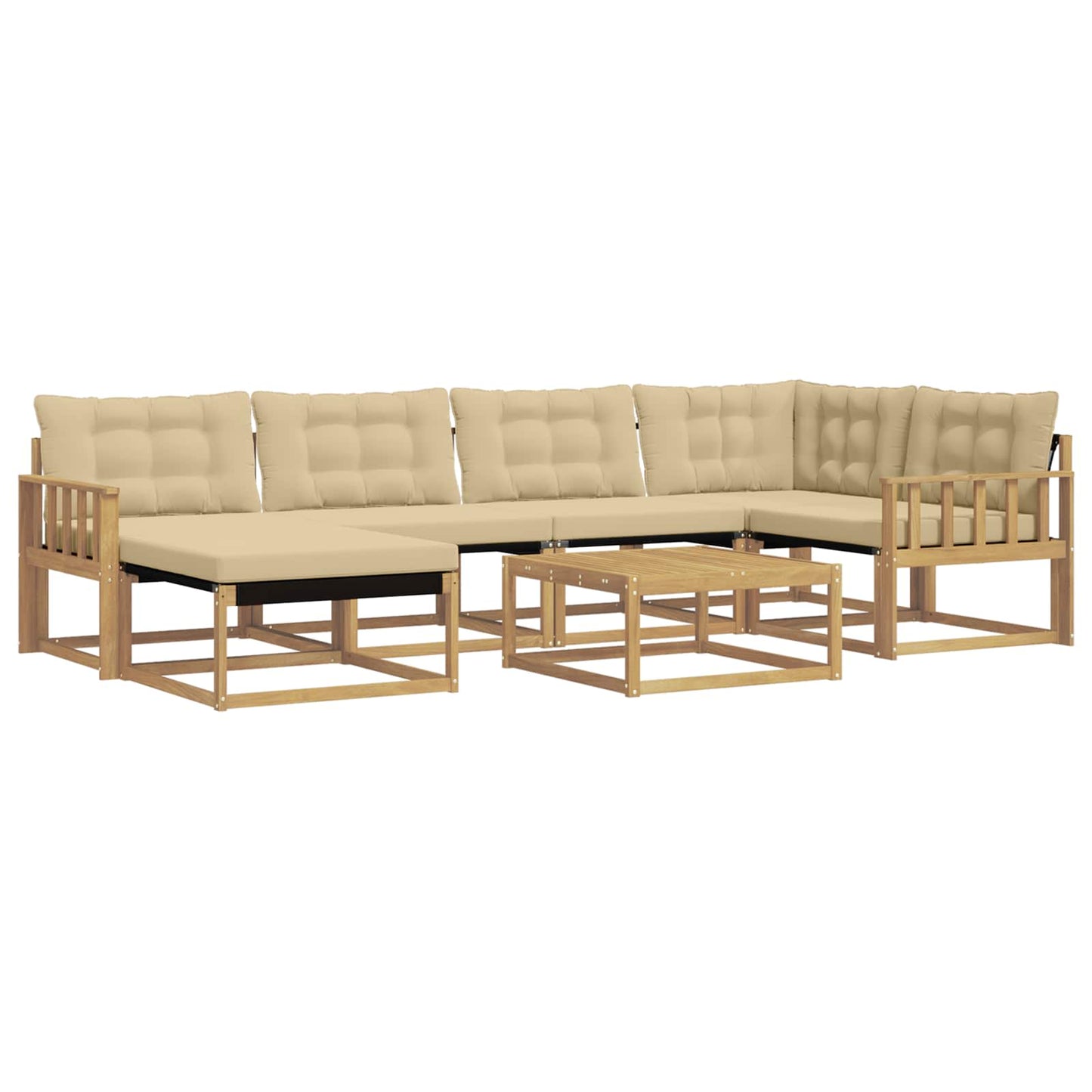 Outdoor-Sofagarnitur 7 pcs Weiß und Beige 79 x 79 x 37 cm