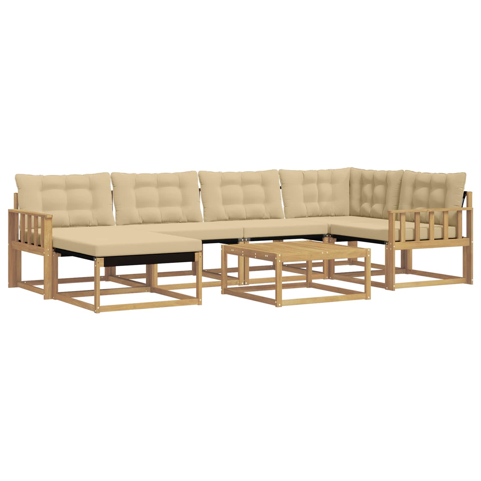 Outdoor-Sofagarnitur 7 pcs Weiß und Beige 79 x 79 x 37 cm