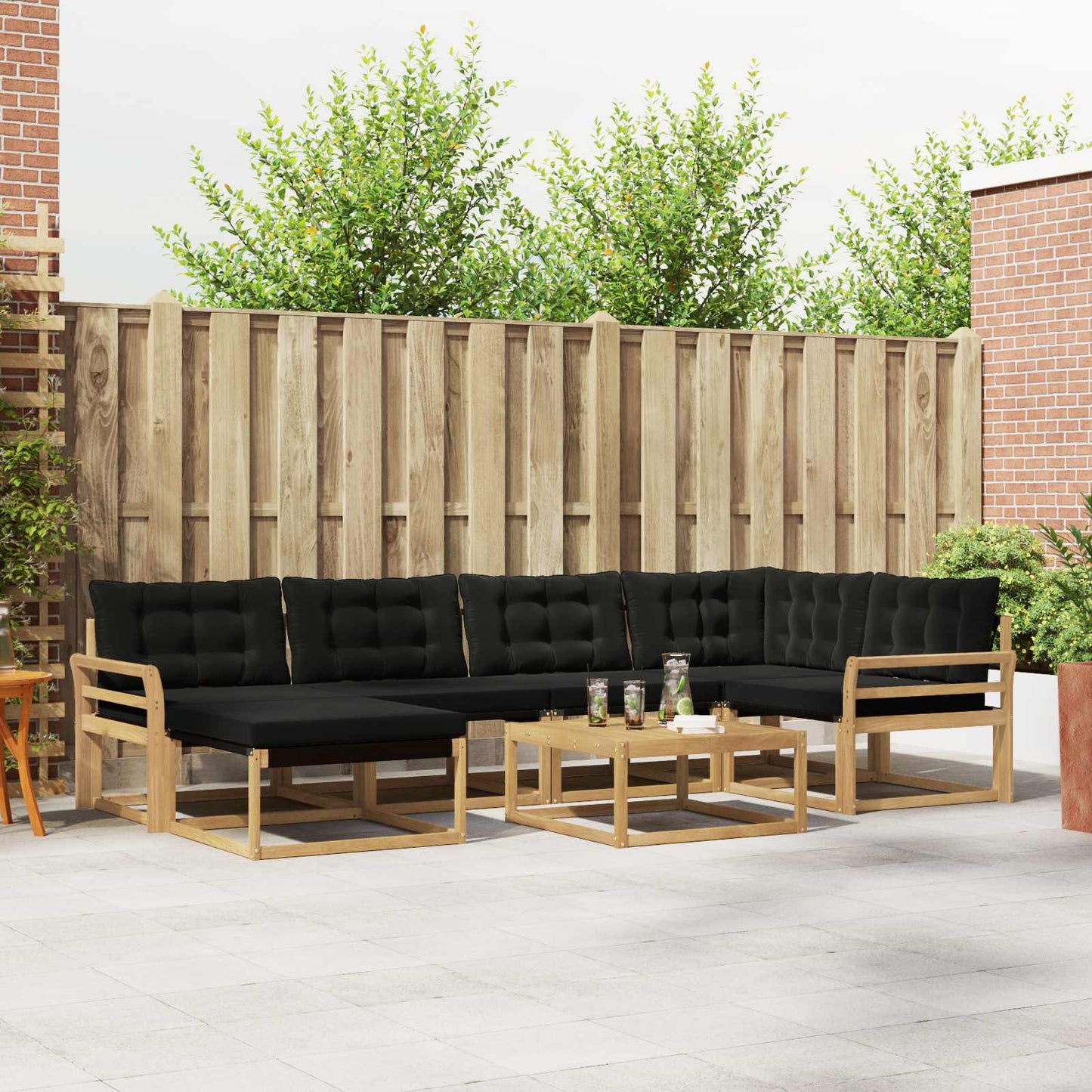 Outdoor-Sofagarnitur 7 pcs Weiß und Schwarz 79 x 79 x 37 cm