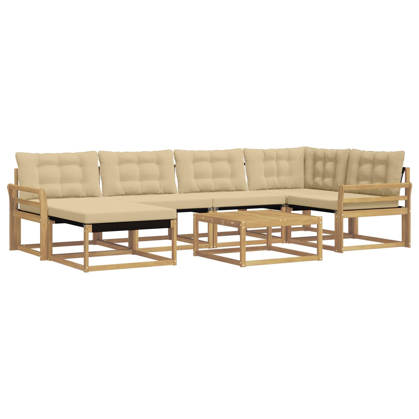 Outdoor-Sofagarnitur 7 pcs Weiß und Beige 79 x 79 x 37 cm