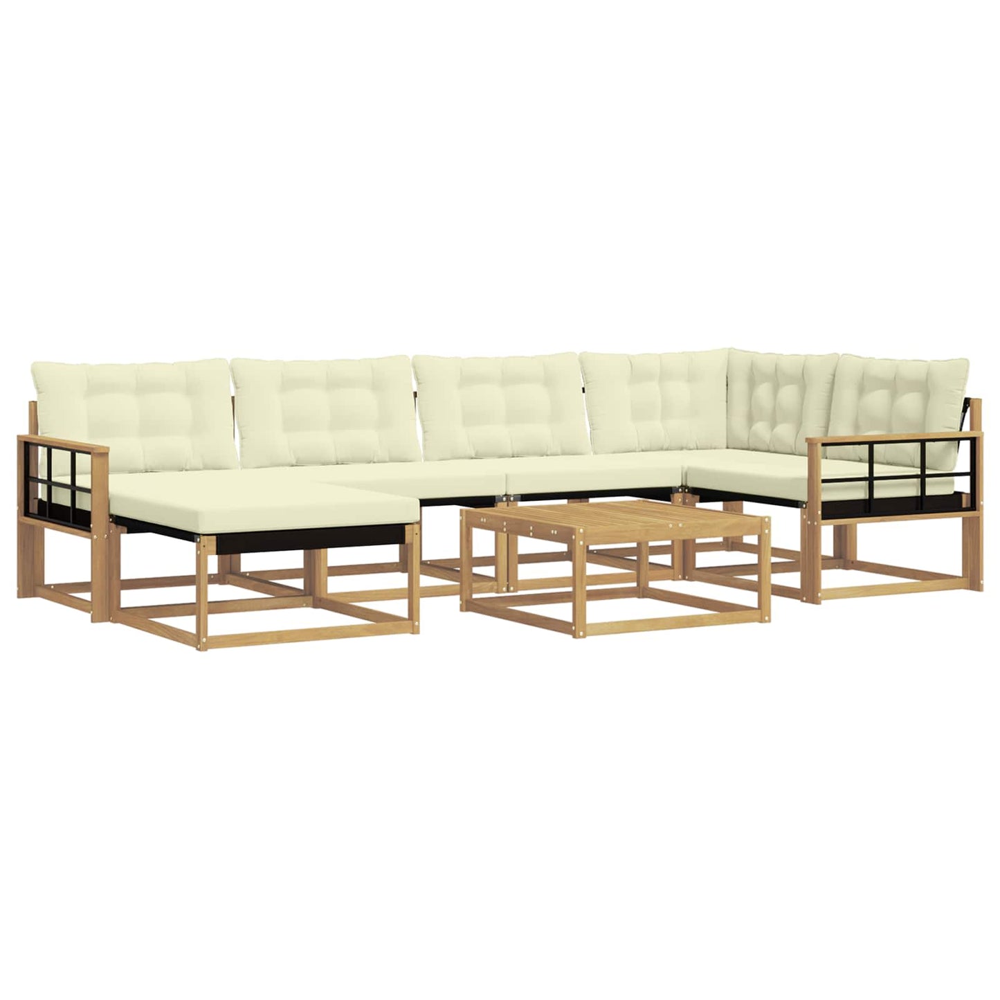 Outdoor-Sofagarnitur 7 pcs Weiß und Creme 79 x 79 x 37 cm