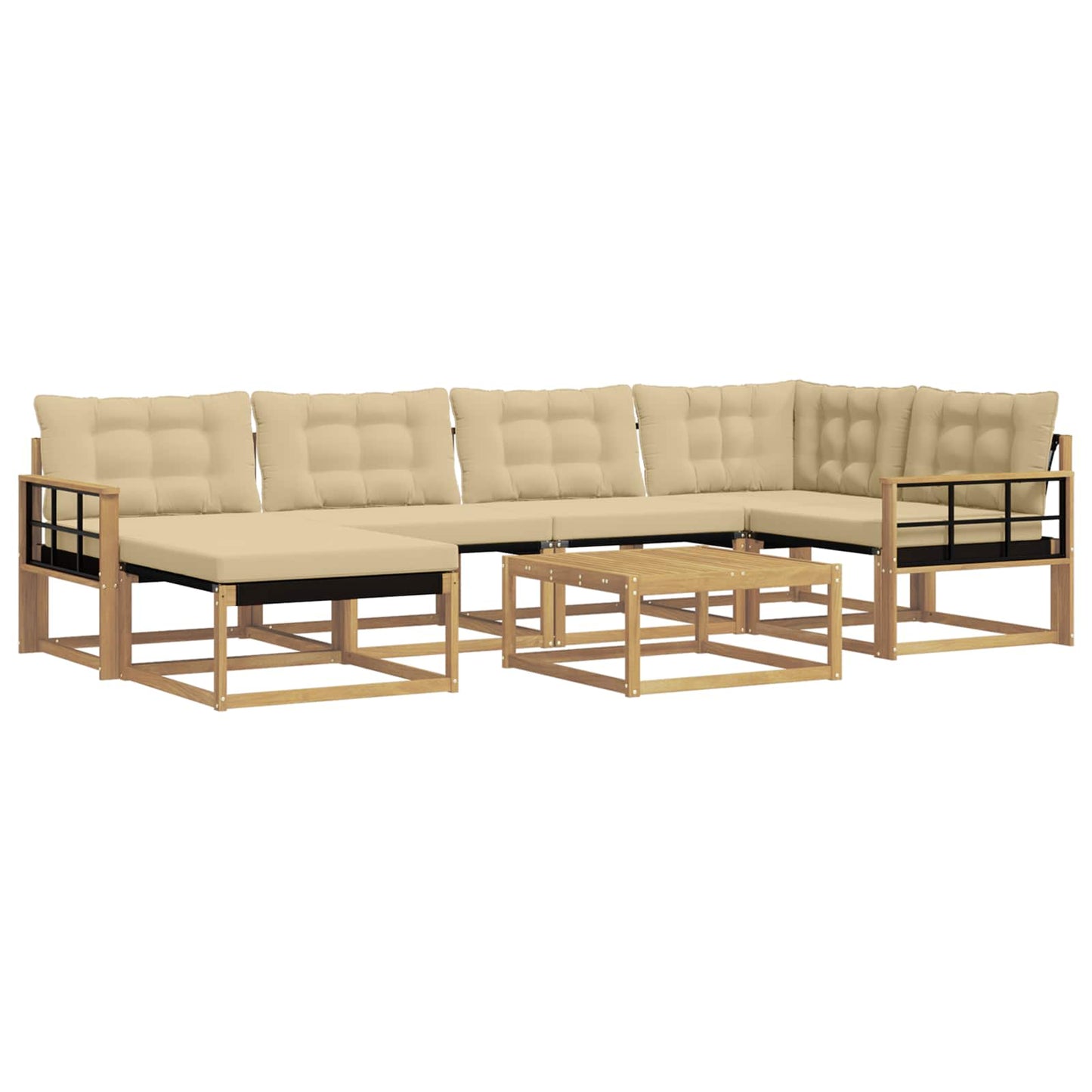 Outdoor-Sofagarnitur 7 pcs Weiß und Beige 79 x 79 x 37 cm