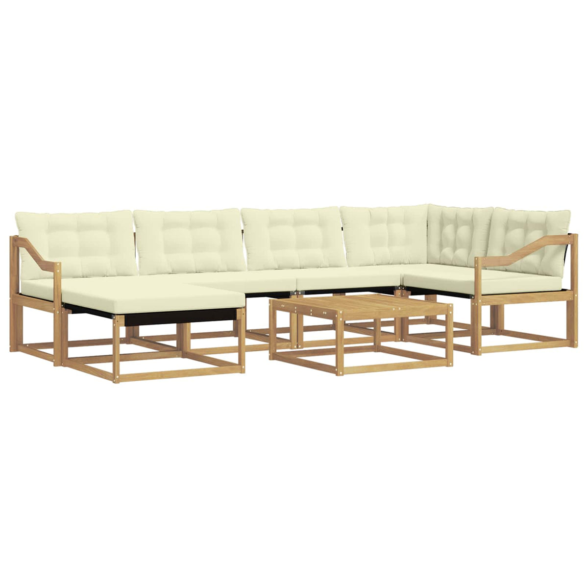 Outdoor-Sofagarnitur 7 stk. Weiß und Creme Massivholz Akazie