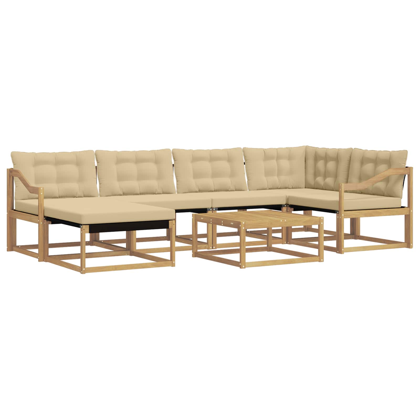Outdoor-Sofagarnitur 7 pcs Weiß und Beige 79 x 79 x 37 cm