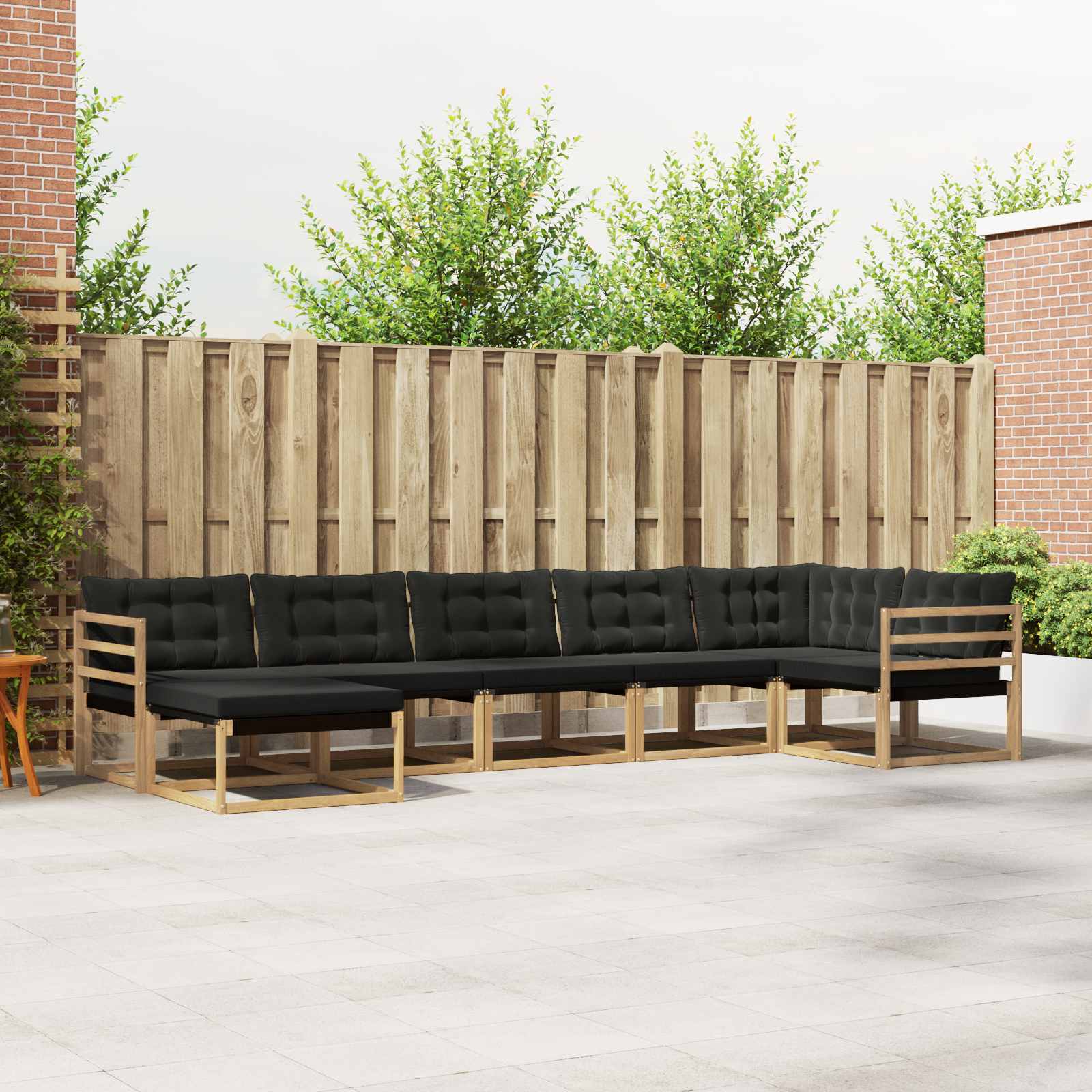 Outdoor-Sofagarnitur mit Kissen 7 pcs Weiß und Schwarz