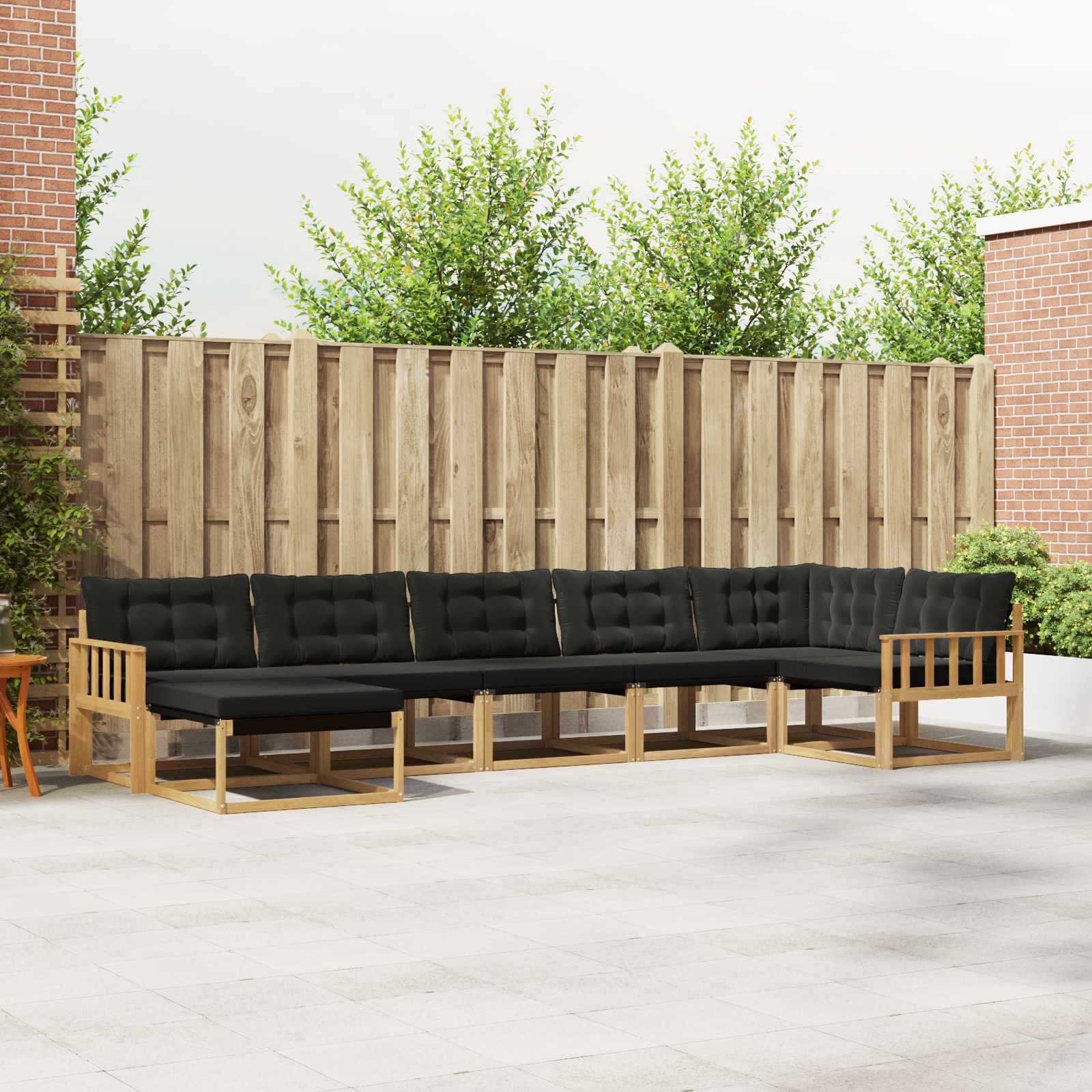 Outdoor-Sofagarnitur mit Kissen 7 pcs Weiß und Schwarz