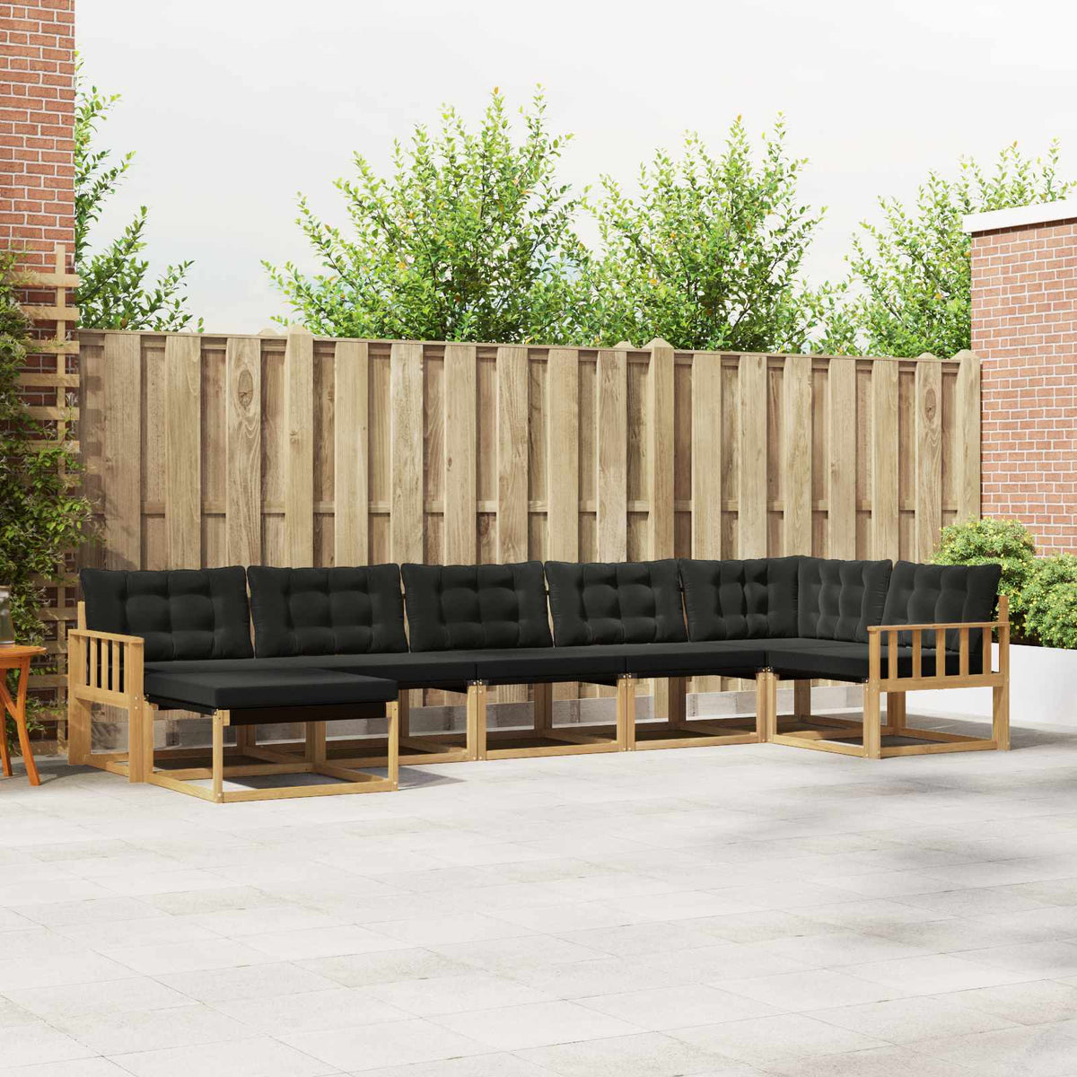 Outdoor-Sofagarnitur 7 stk. Weiß und Schwarz Massivholz Akazie