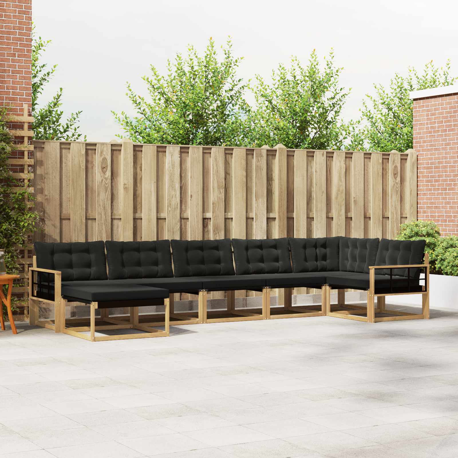 Outdoor-Sofagarnitur mit Kissen 7 pcs Weiß und Schwarz