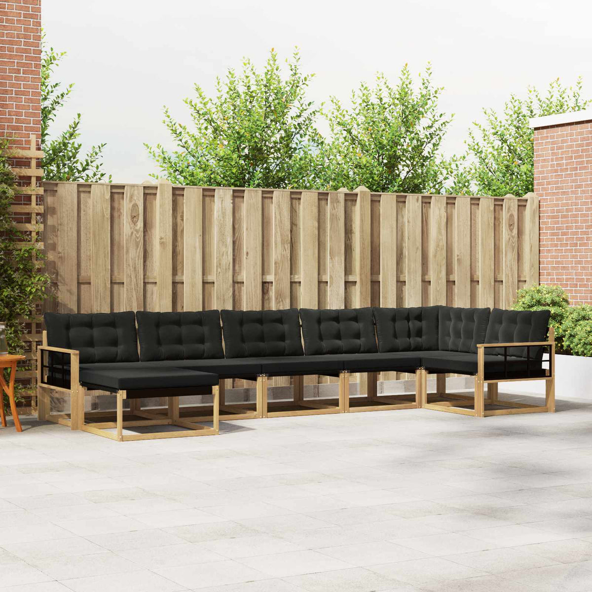 Outdoor-Sofagarnitur 7 stk. Weiß und Schwarz Massivholz Akazie