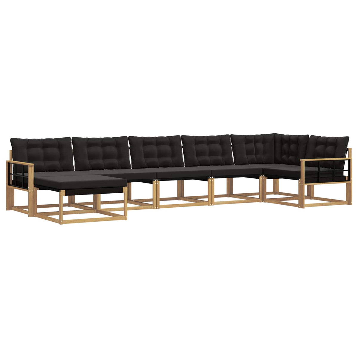 Outdoor-Sofagarnitur 7 stk. Weiß und Schwarz Massivholz Akazie