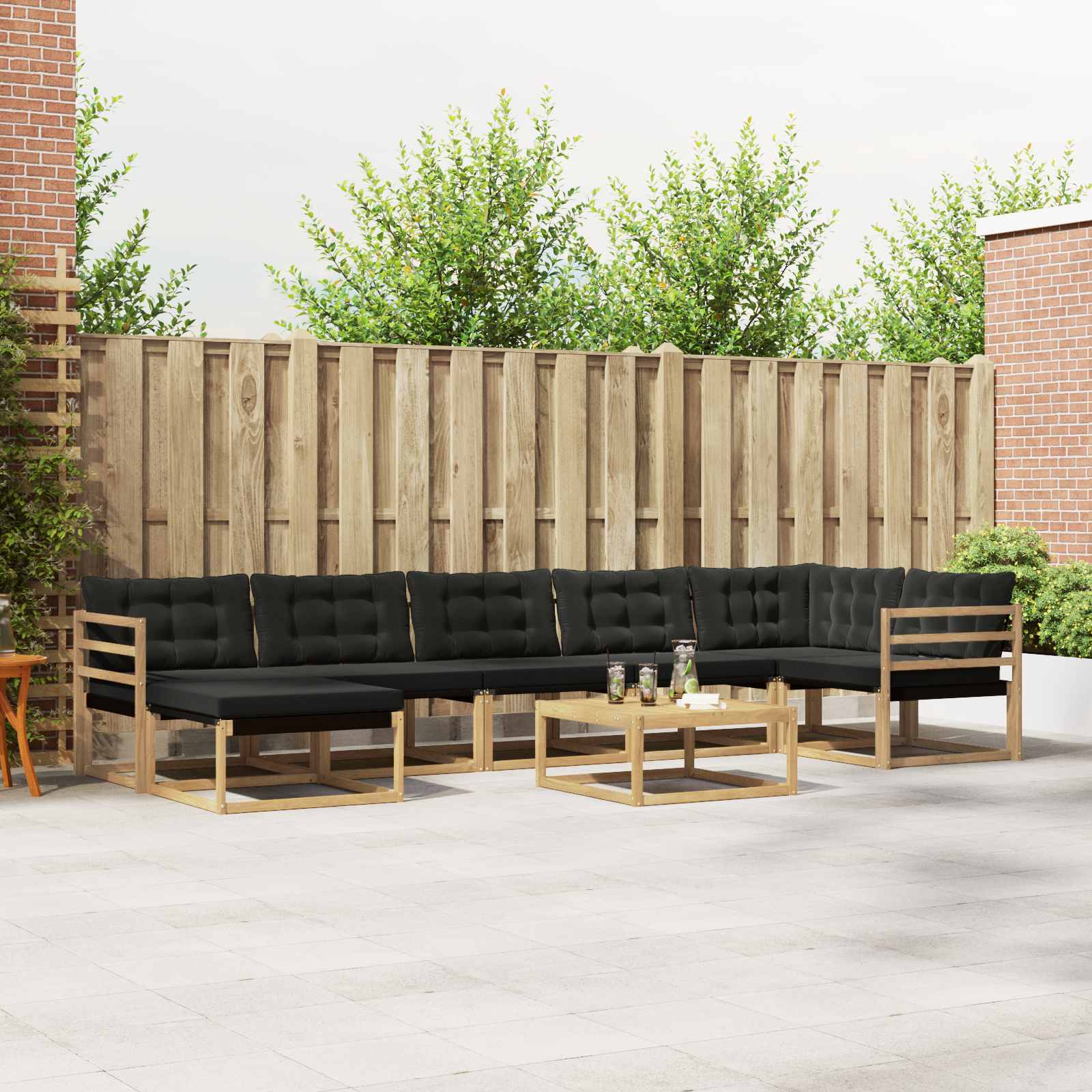 Outdoor-Sofagarnitur 8 pcs Weiß und Schwarz Massivholz Akazie