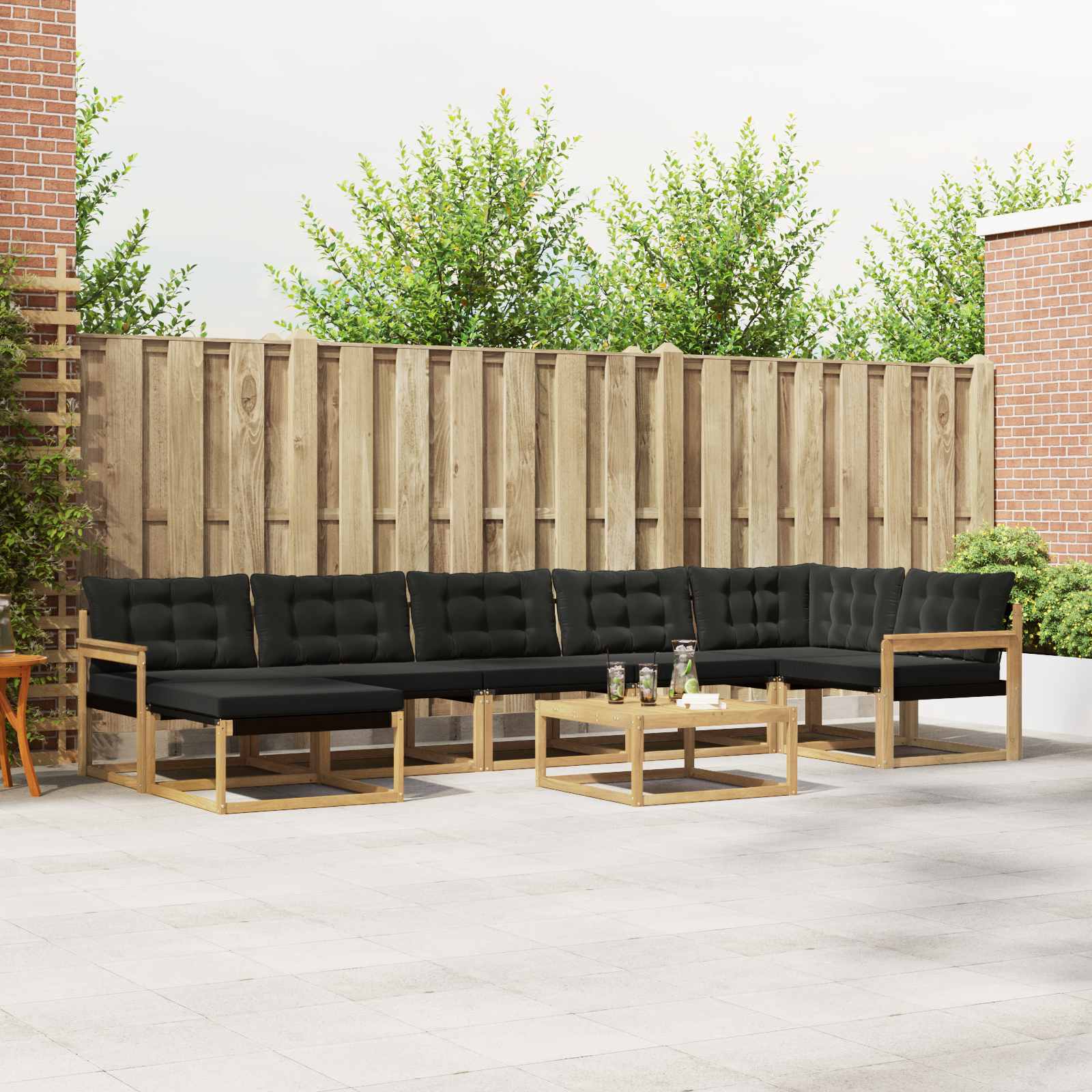 Outdoor-Sofagarnitur 8 pcs Weiß und Schwarz Massivholz Akazie