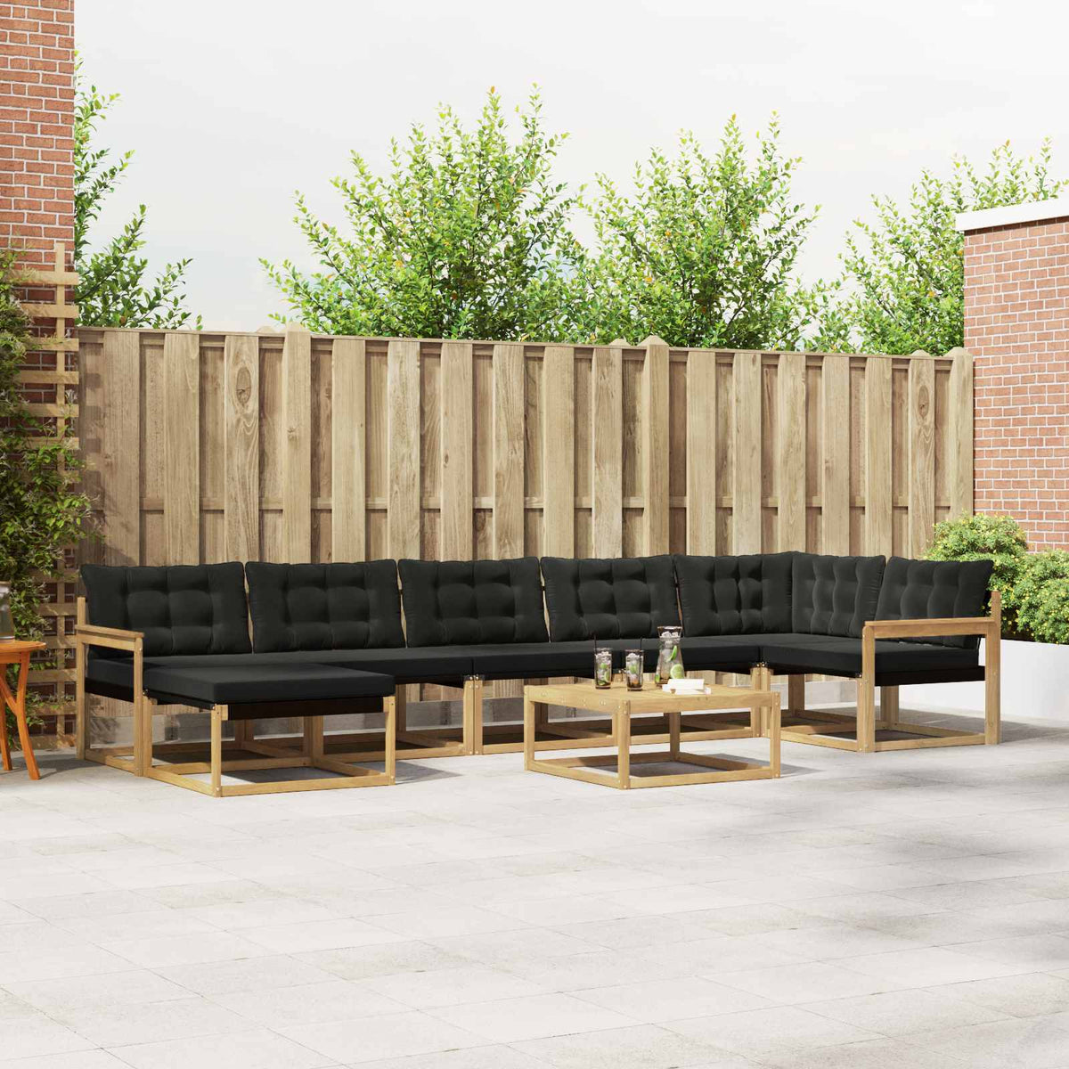 Outdoor-Sofagarnitur 8 stk. Weiß und Schwarz Massivholz Akazie