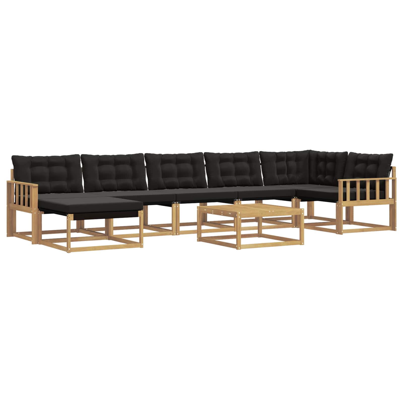 Outdoor-Sofagarnitur 8 pcs Weiß und Schwarz Massivholz Akazie