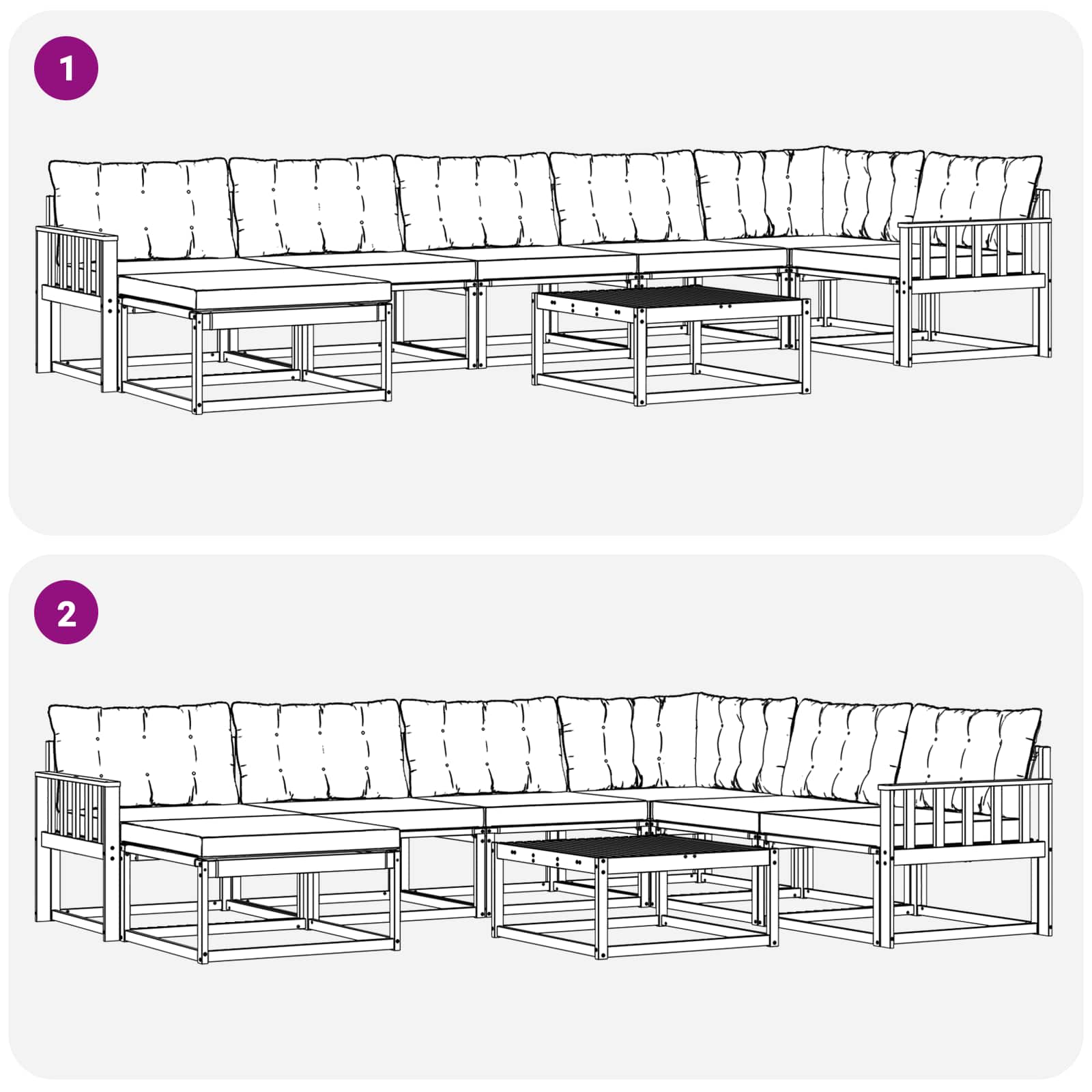 Outdoor-Sofagarnitur 8 pcs Weiß und Schwarz Massivholz Akazie