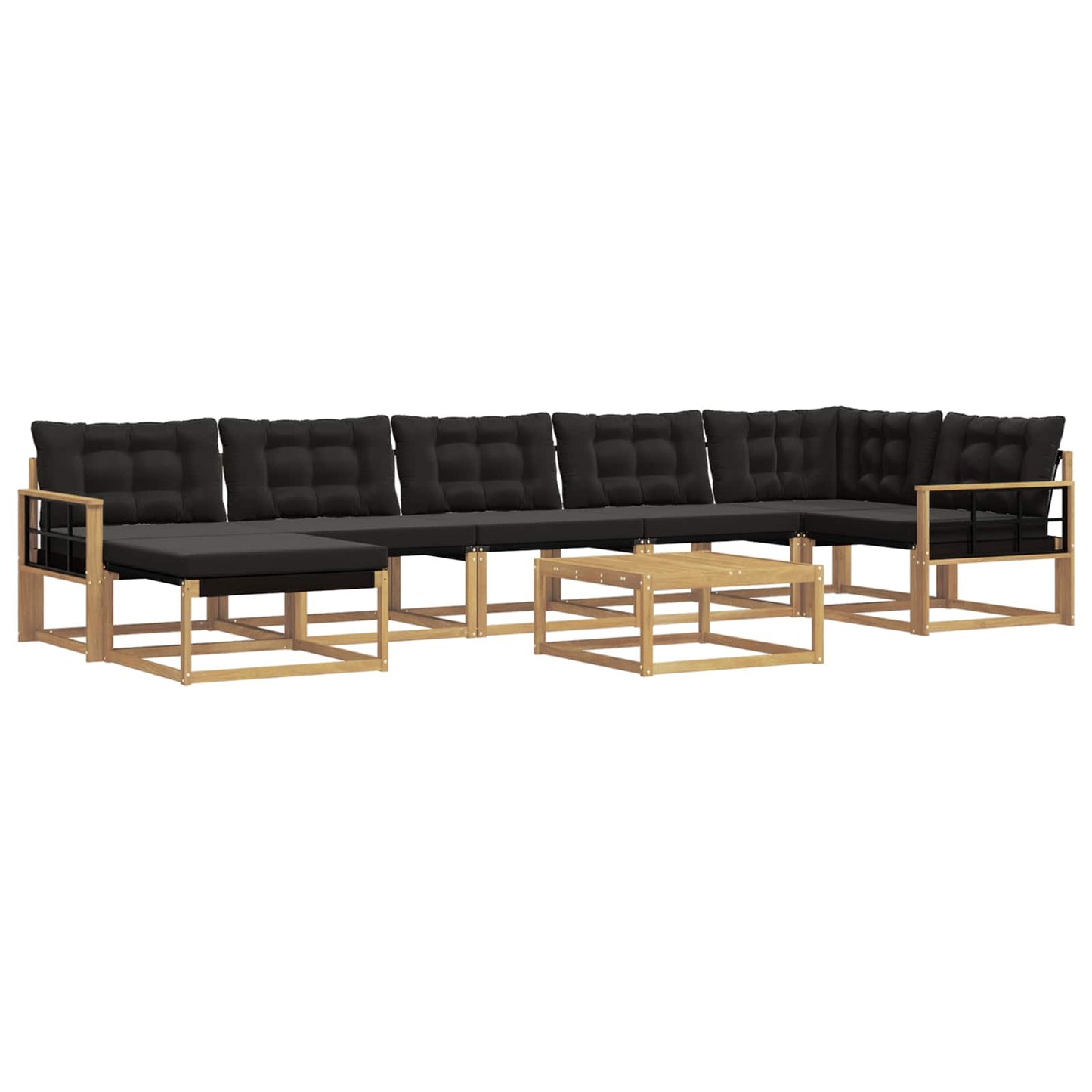 Outdoor-Sofagarnitur 8 pcs Weiß und Schwarz Massivholz Akazie