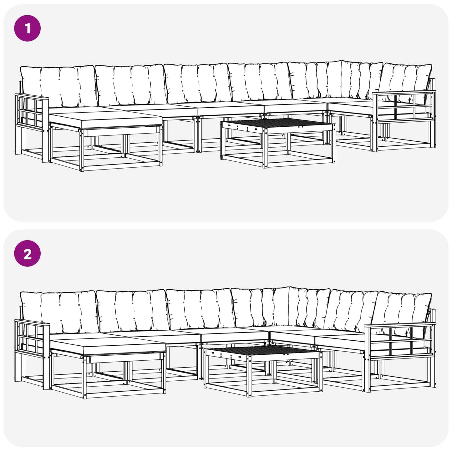 Outdoor-Sofagarnitur 8 pcs Weiß und Schwarz Massivholz Akazie